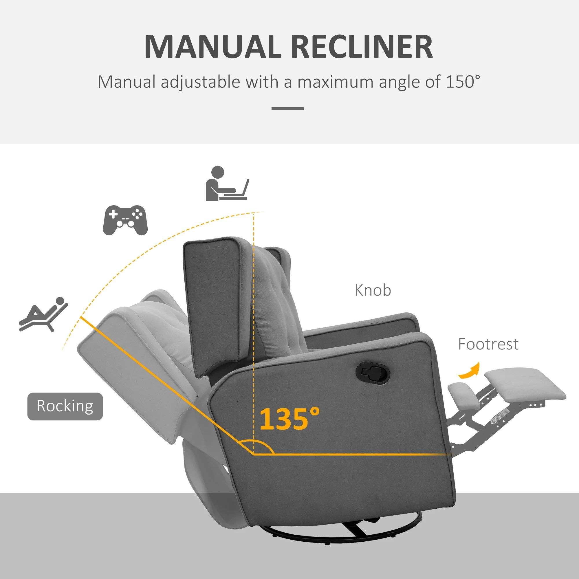 Wingback swivel recliner chair glider