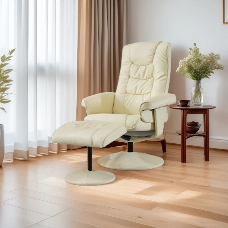 Swivel Recliner Chair with Ottoman, Heated Seat, 5-Point Vibration Massage and 140�� Adjustable Backrest