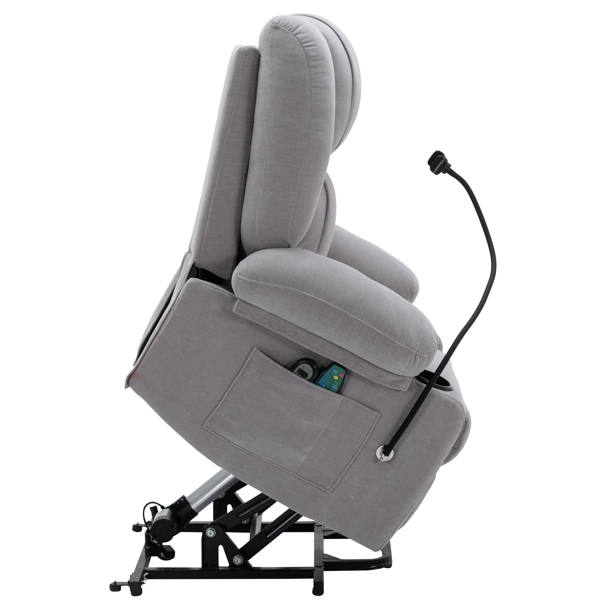Electric Lift Recliner Chair with Massage, Heating, Cup Holders & 360�� Swivel Phone Holder, Adjustable Recline Options