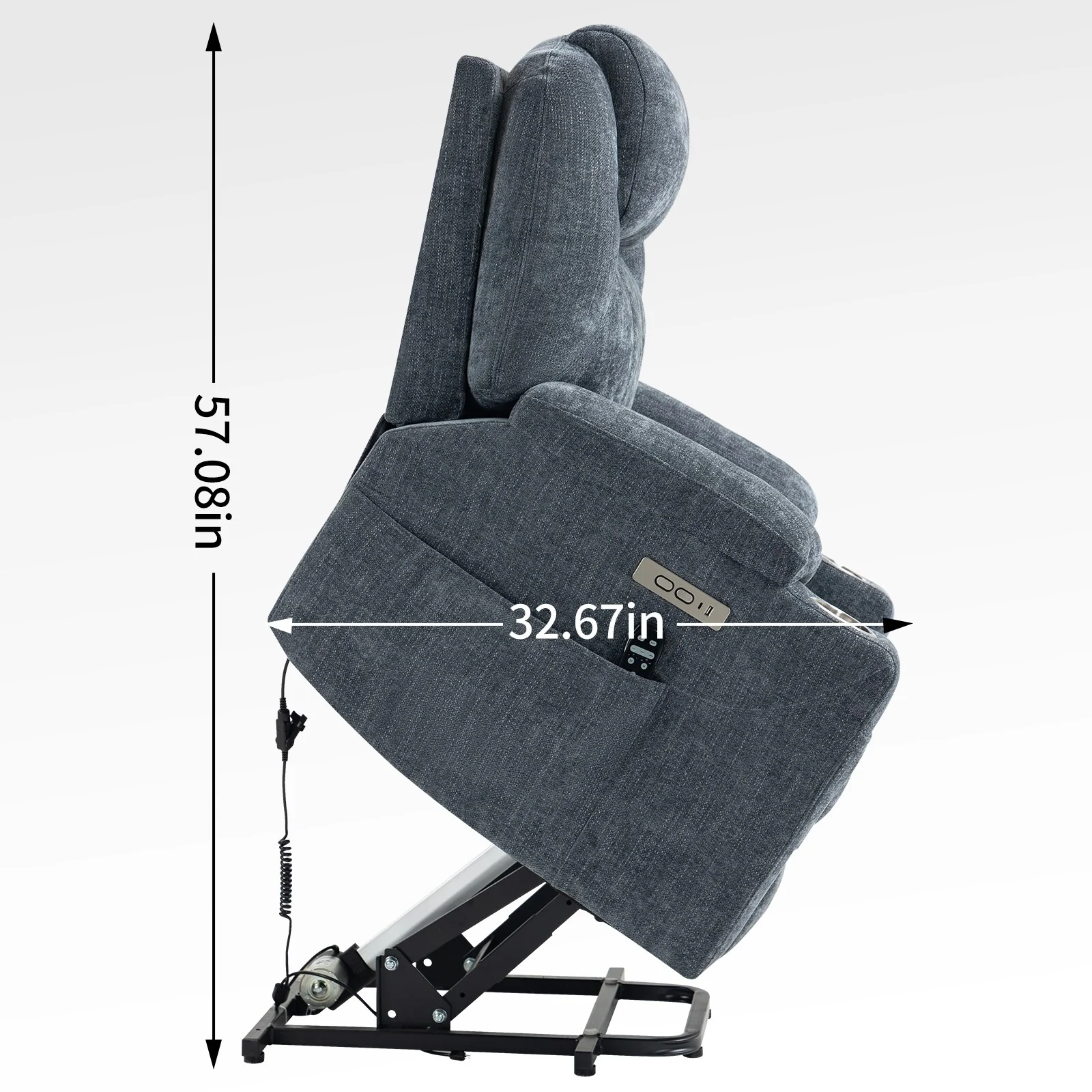 Up to 350 LBS Chenille Power Lift Recliner Chair, Heavy Duty Motion Mechanism with 8-Point Vibration Massage and Lumbar Heating