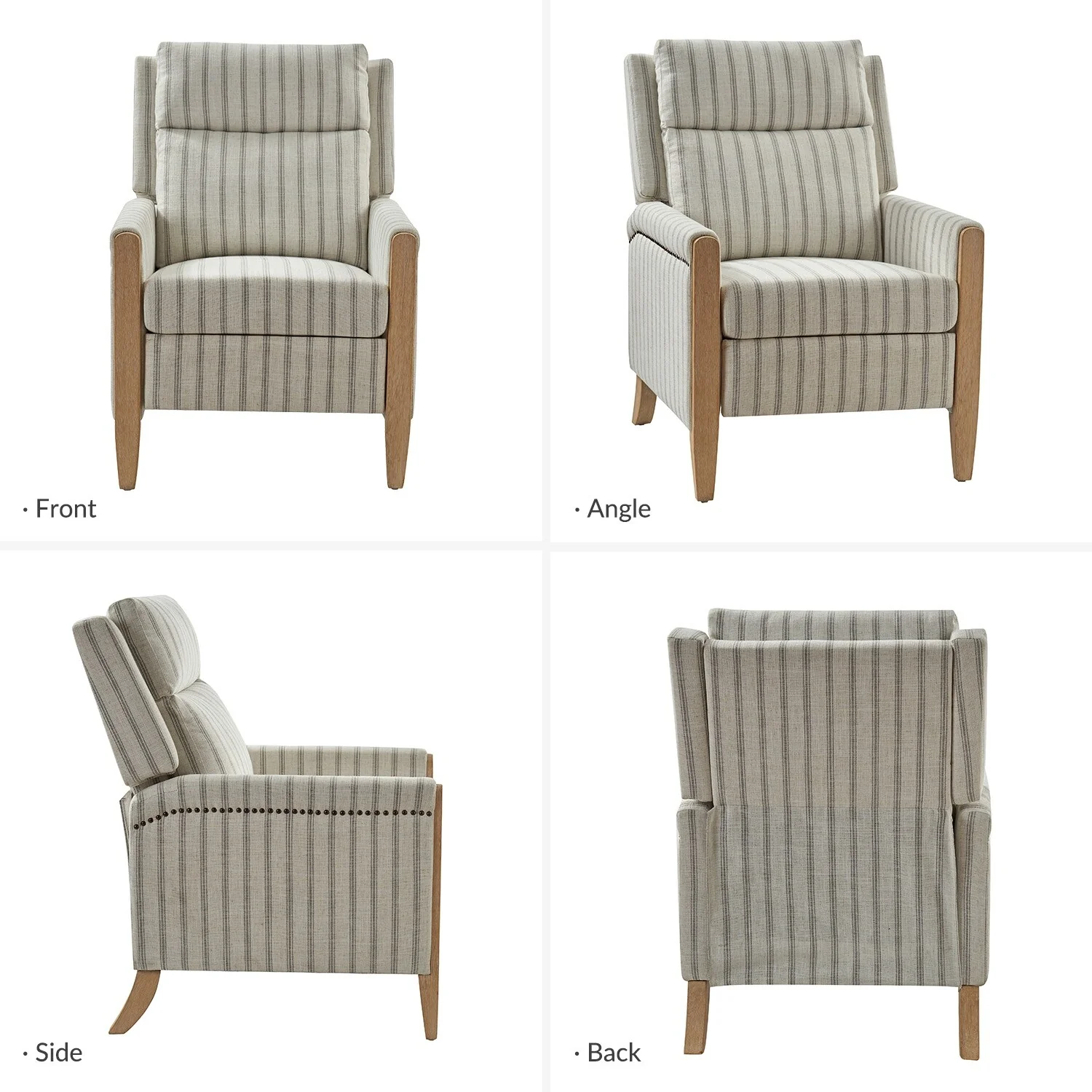 Suares Transitional Nailhead Manual Recliner with Solid Wood Legs by HULALA HOME