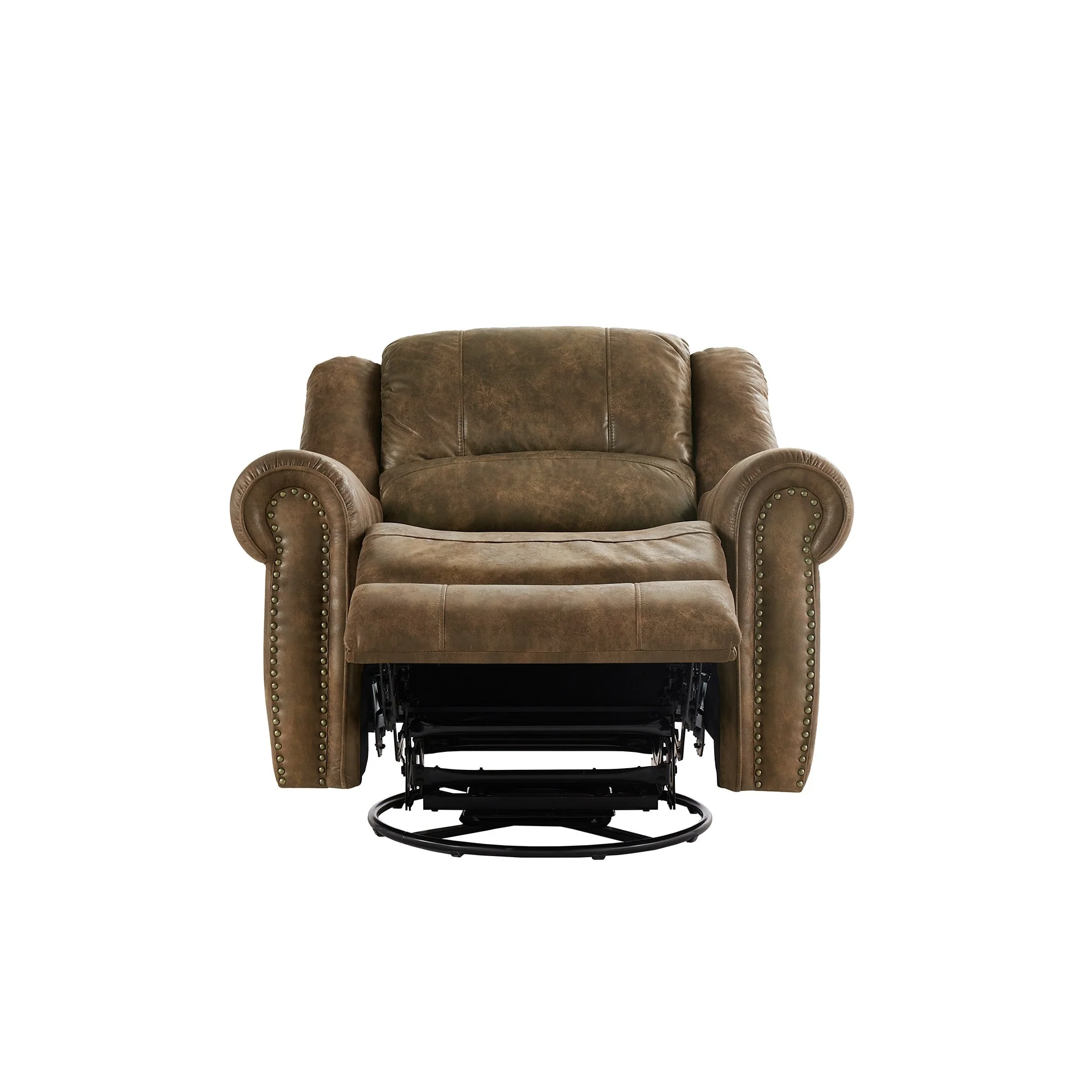 Monroe Polished Microfiber Nailhead Swivel Glider Recliner by iNSPIRE Q Classic