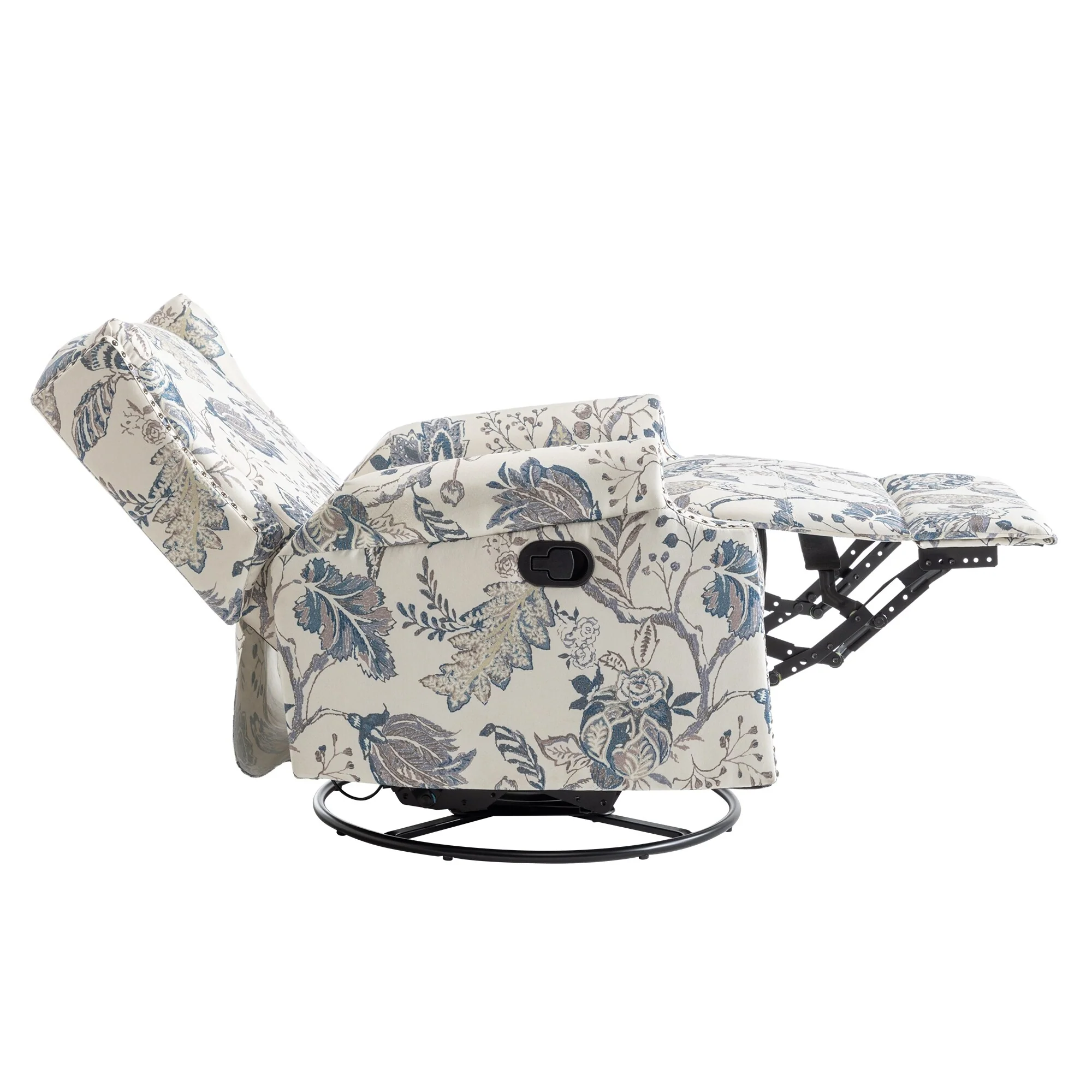 Linen Manual Swivel Base Recliner Chair with Footrest