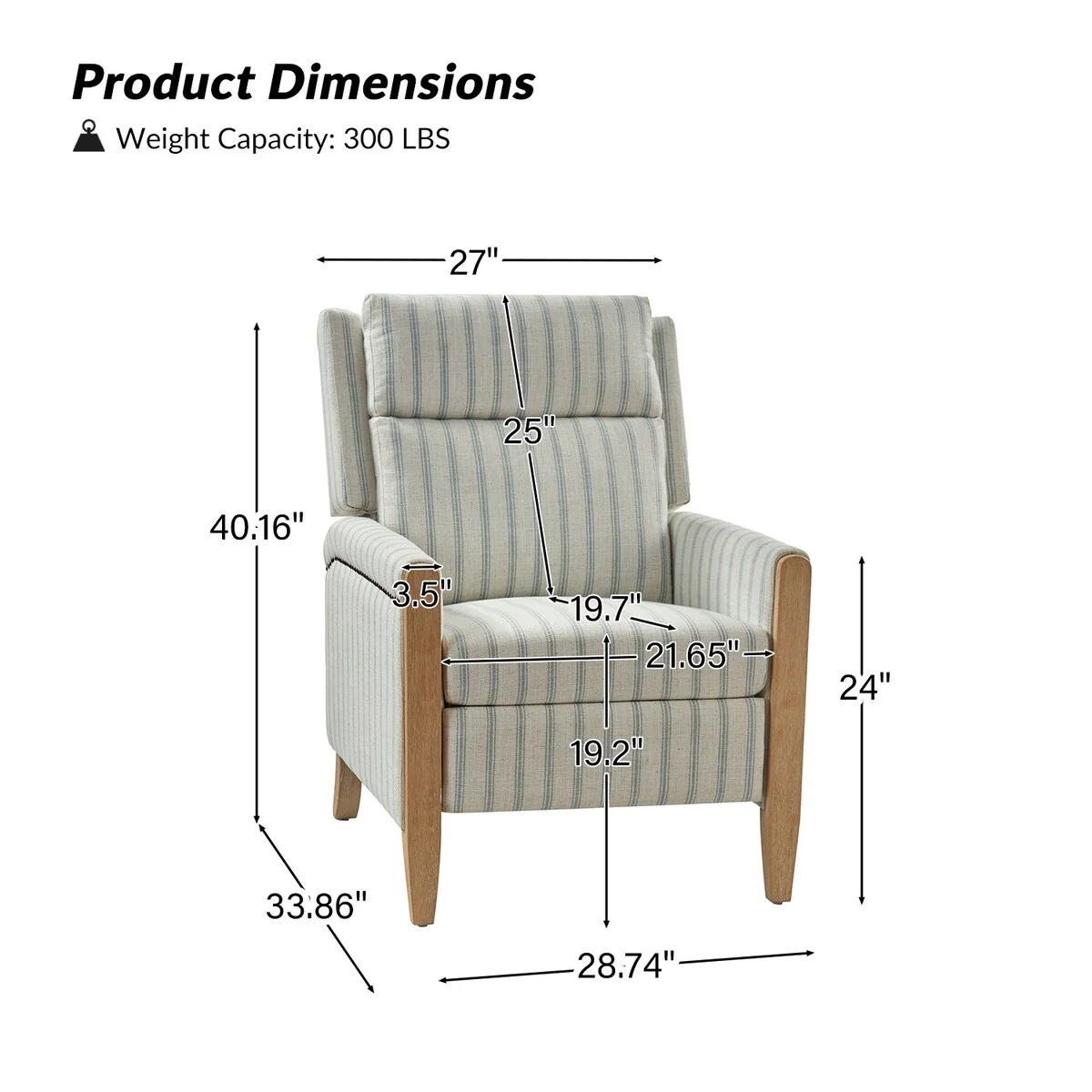 Suares Transitional Nailhead Manual Recliner with Solid Wood Legs Set of 2 by HULALA HOME