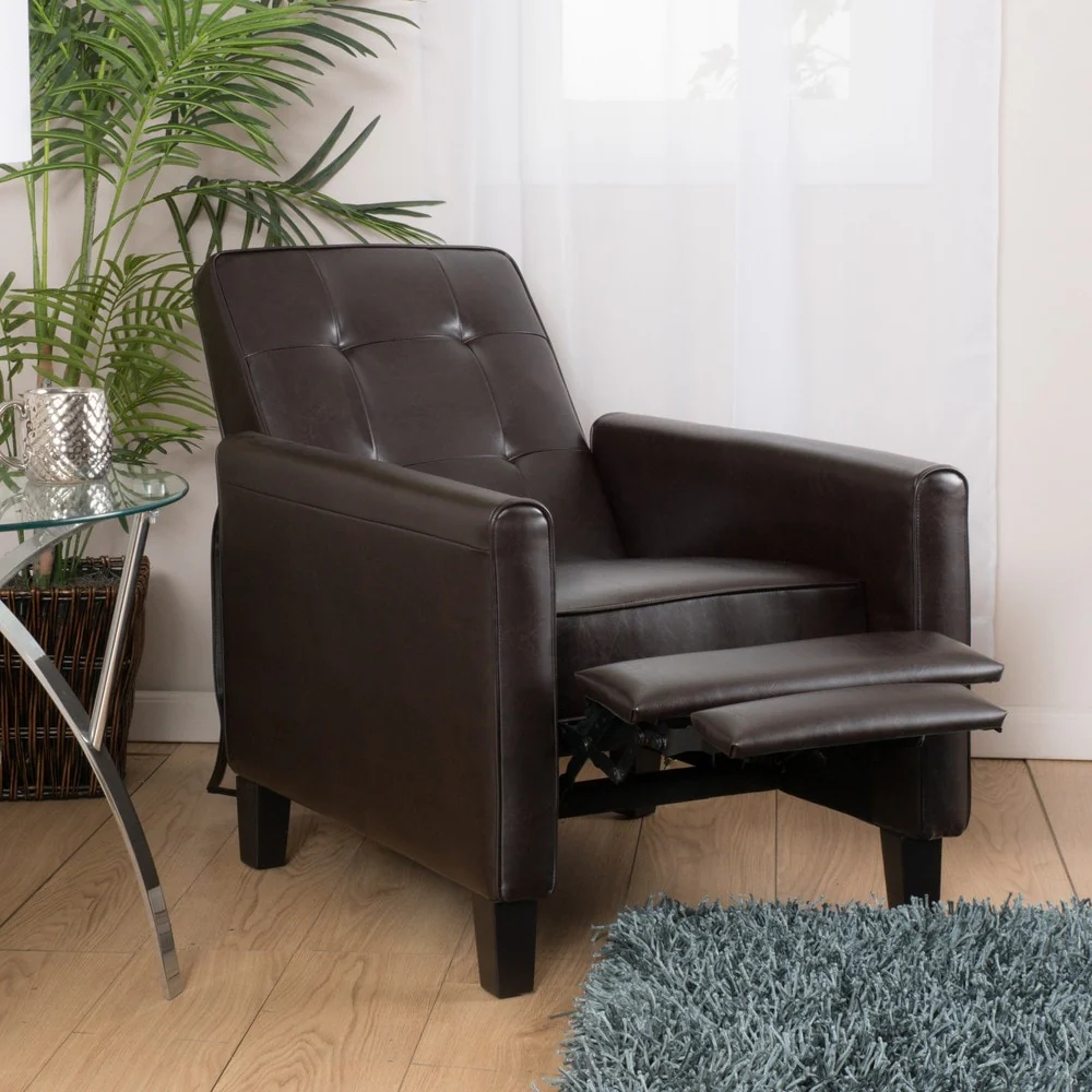 Ethan Tufted Bonded Leather Recliner Chair by Christopher Knight Home