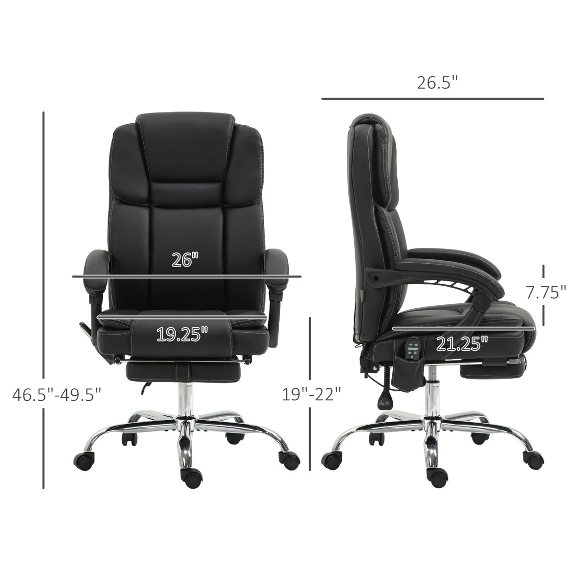 Massage Office Chair with 6 Vibration Points, Heated Reclining Computer Chair,Swivel Chair with Adjustable Height and Footrest