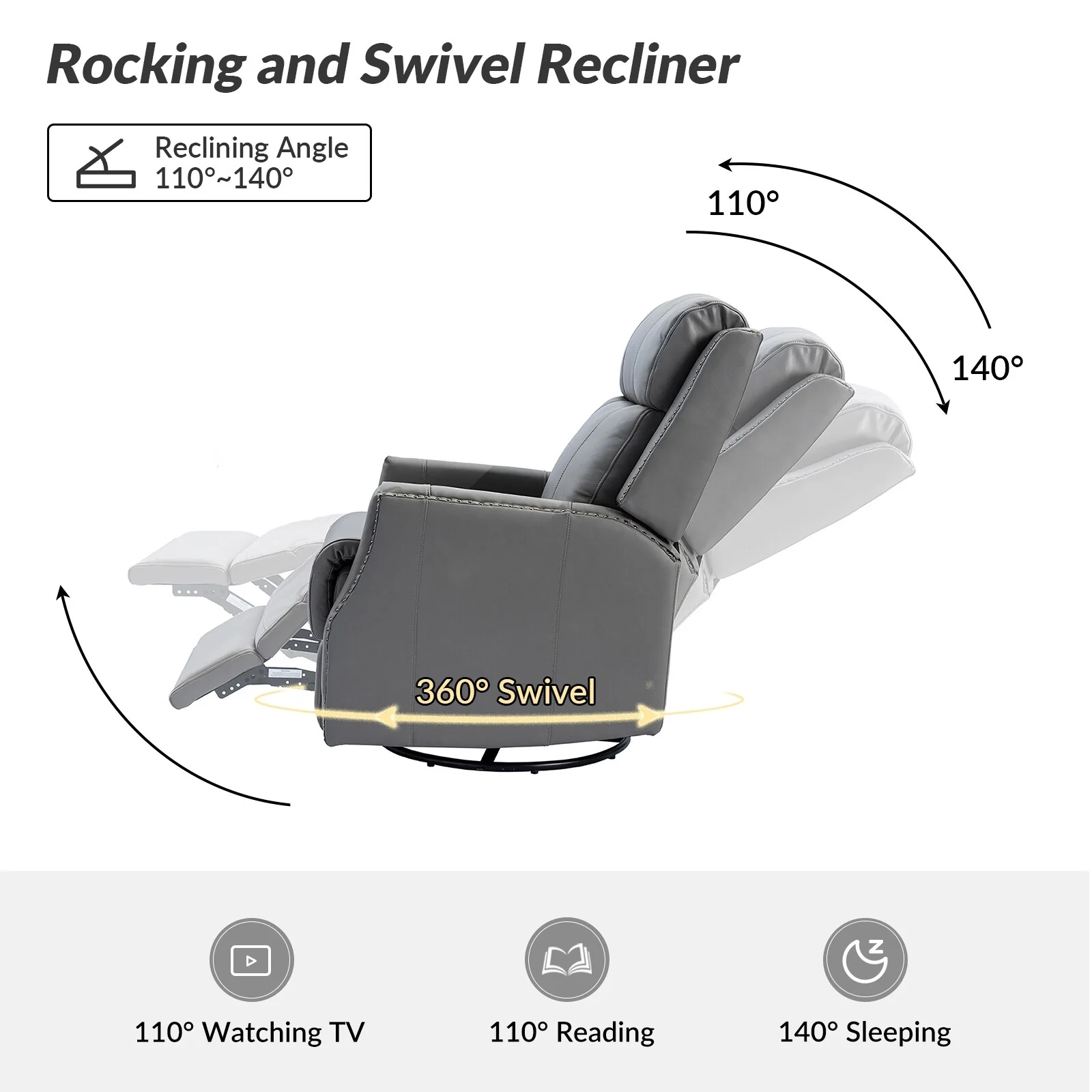 Demeter modern Genuine Leather Swivel Nursery Chair with Nailhead Trims Set of 2 by HULALA HOME
