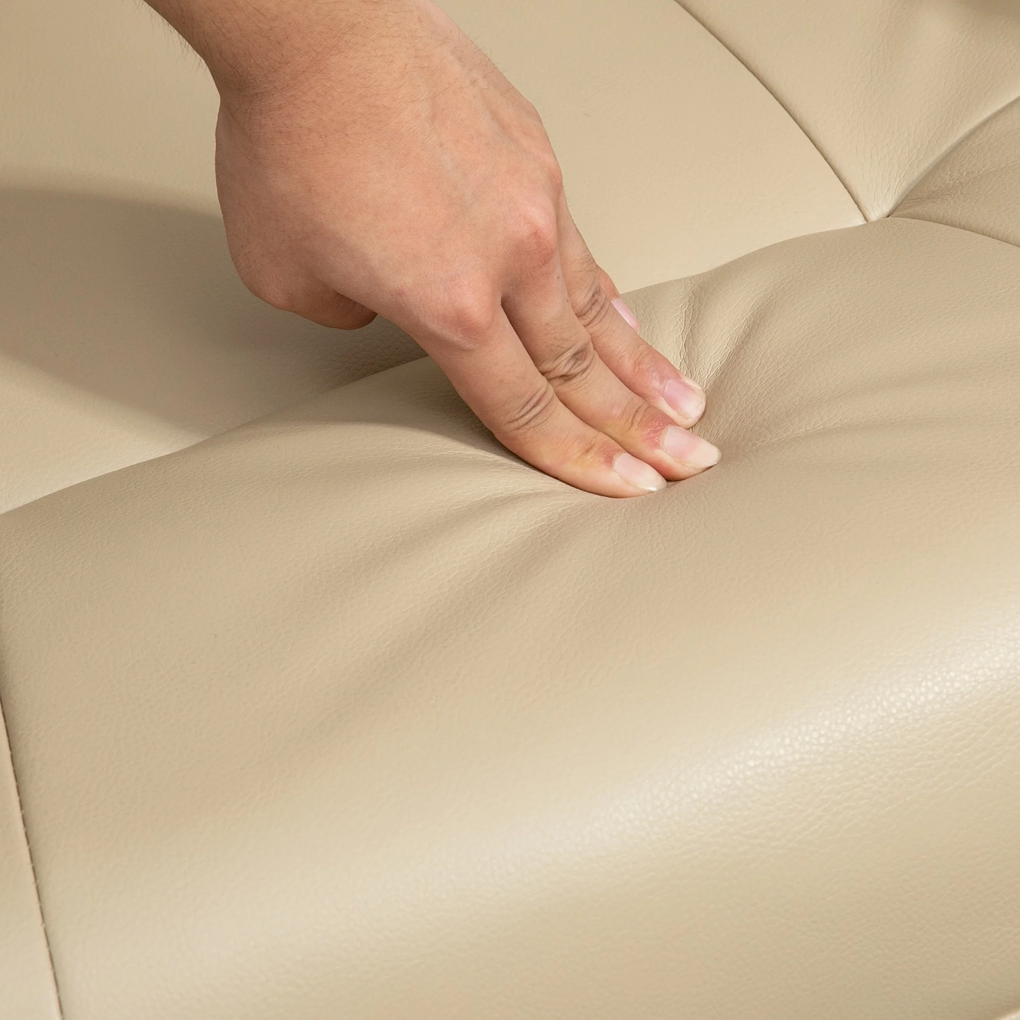 PU Leather Recliner with Wooden Swivel Base, Manual Recline, Padded Armrests, and Footrest