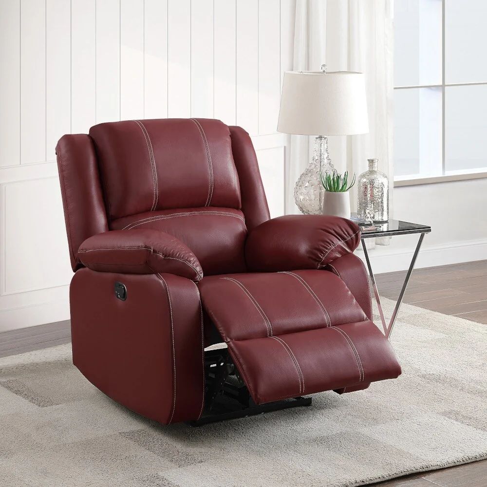 Red Synthetic Leather Motion Rocker Recliner