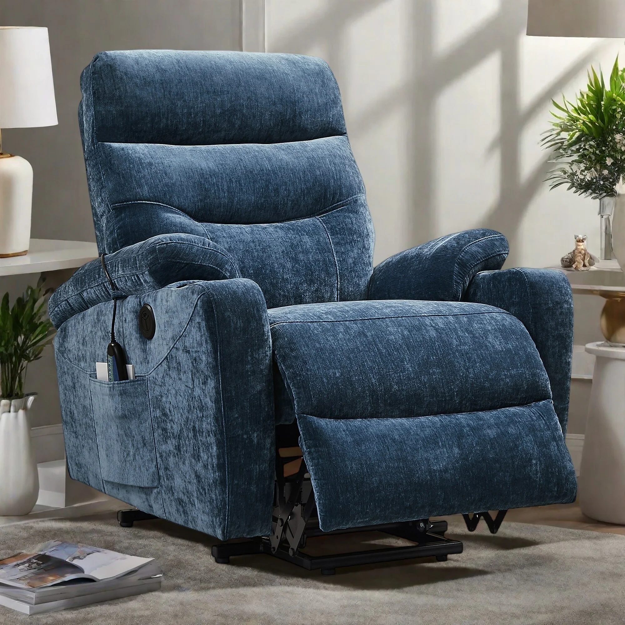 Electric Lift Chair with Massage and Heat, 8-Point Vibrating, 350 lbs Support, Reclines to 165��