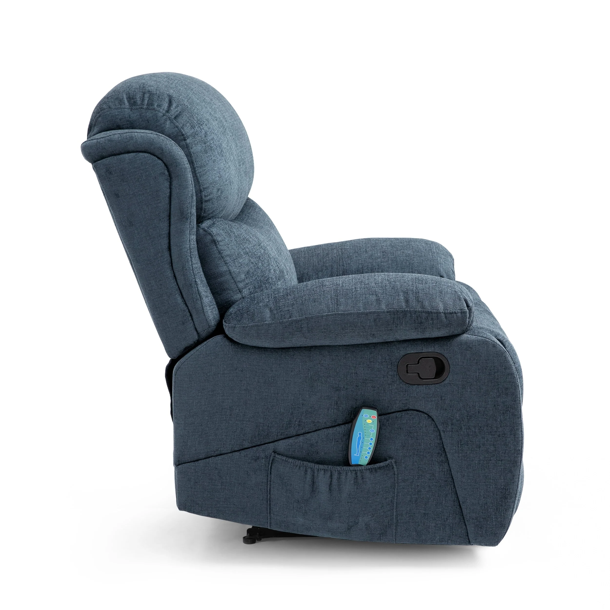Grey Tufted Massage Recliner with Heating, Remote Control, and Manual Recline - 5 Massage Modes, Side Pocket