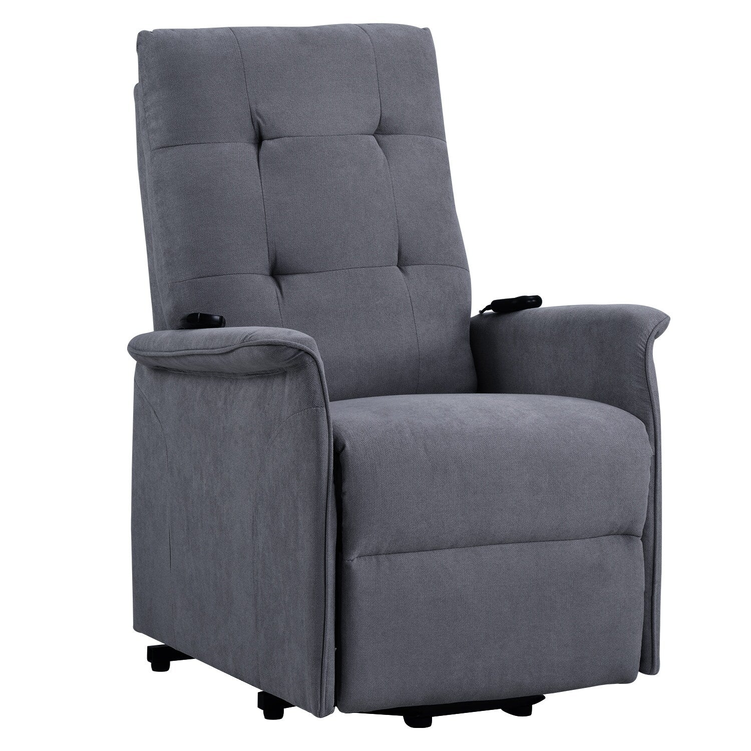 Grey Power Lift Recliner with Adjustable Massage, Overstuffed Cushion, Remote Control, and Convenient Side Pockets