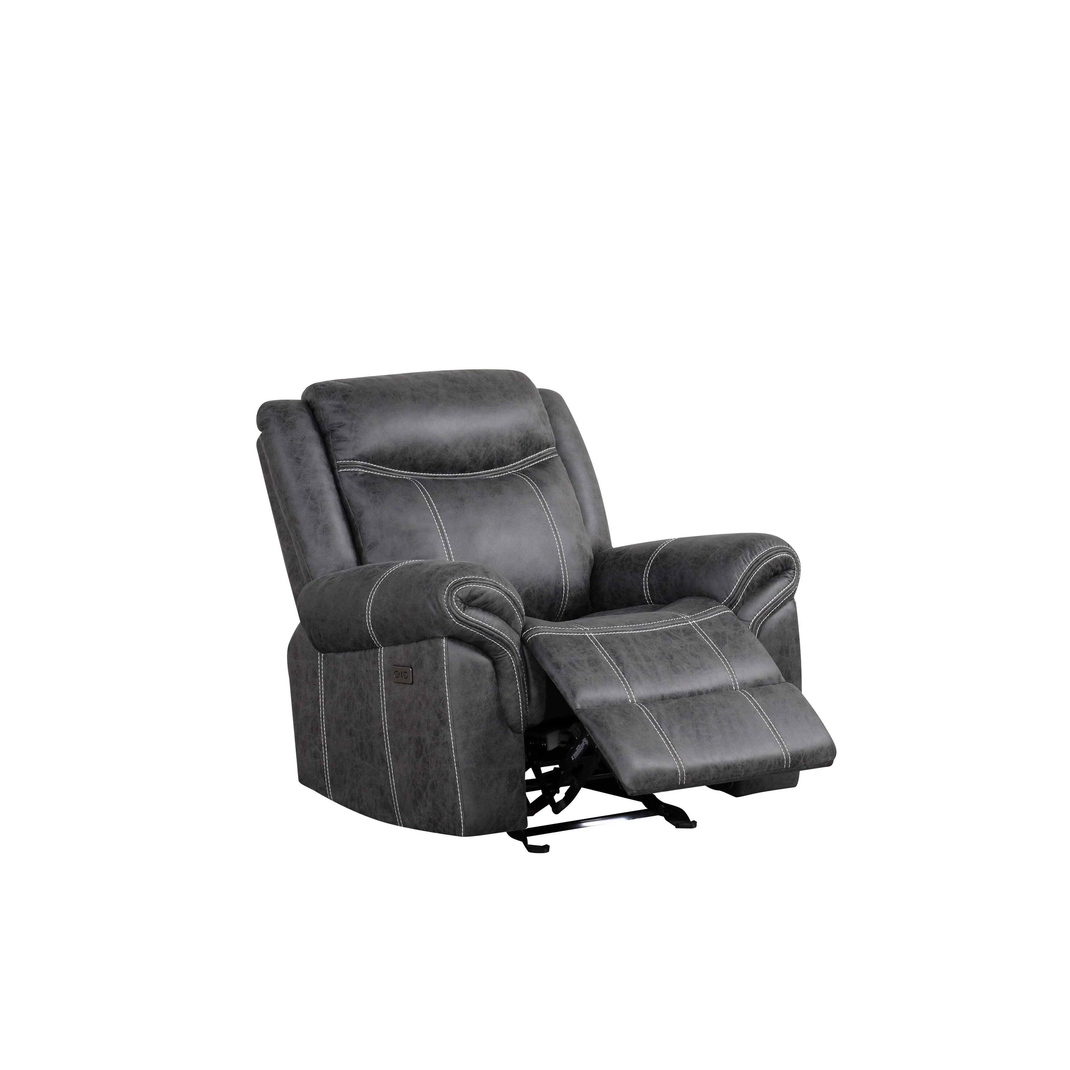 Dark Gray Polish Microfiber Power Motion Glider Recliner