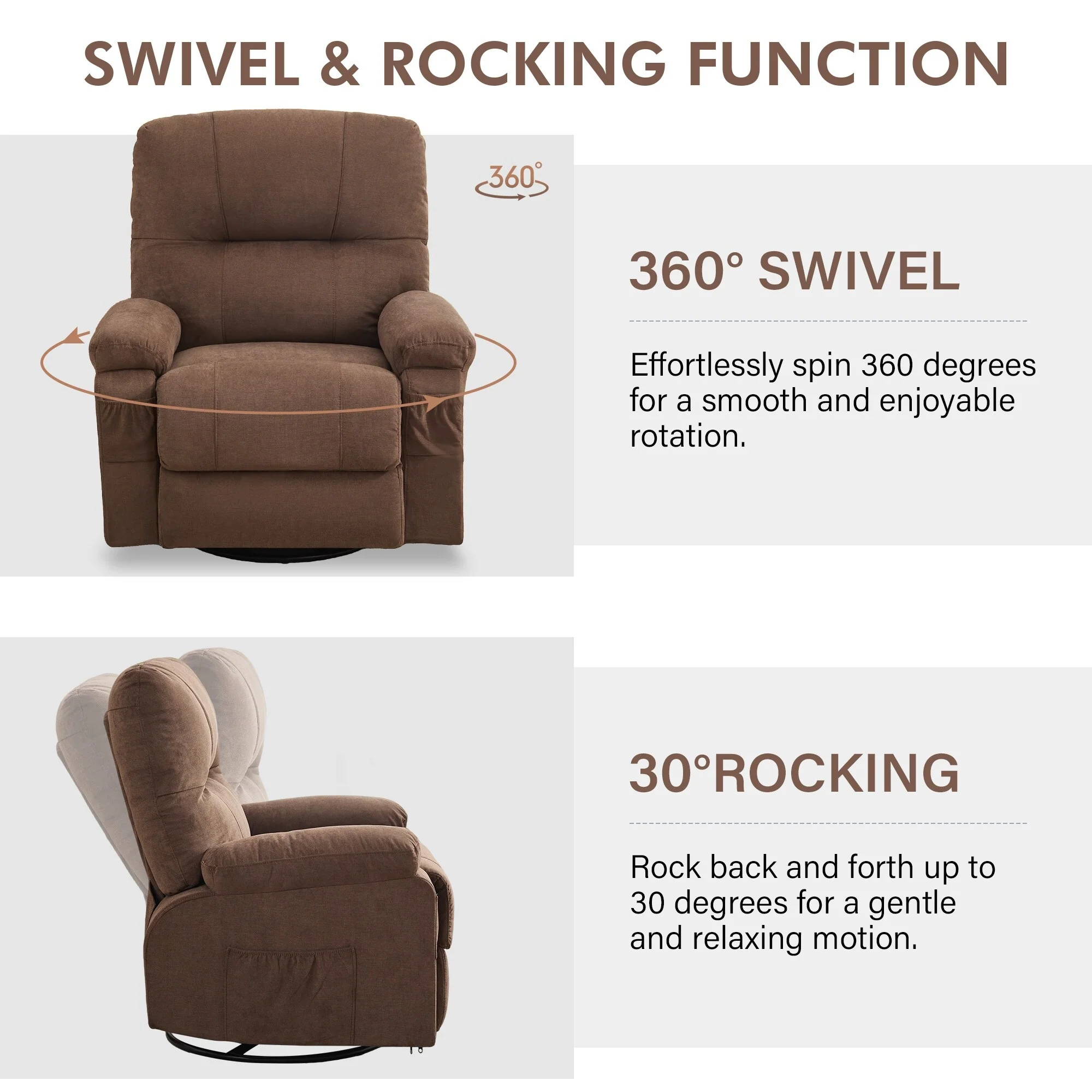 Recliner chair,360 degree rotating swing single sofa chair