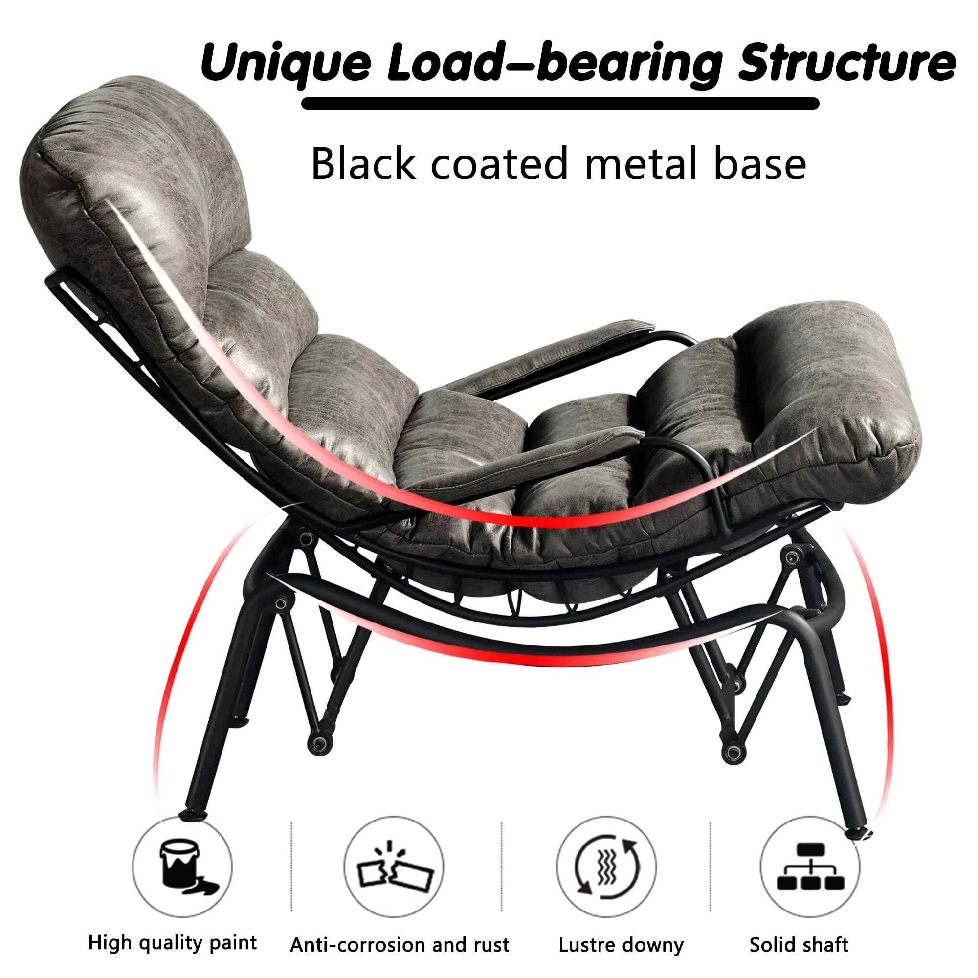 OVIOS Living Room Accent Chair Rocking Recliner Chair with Ottoman