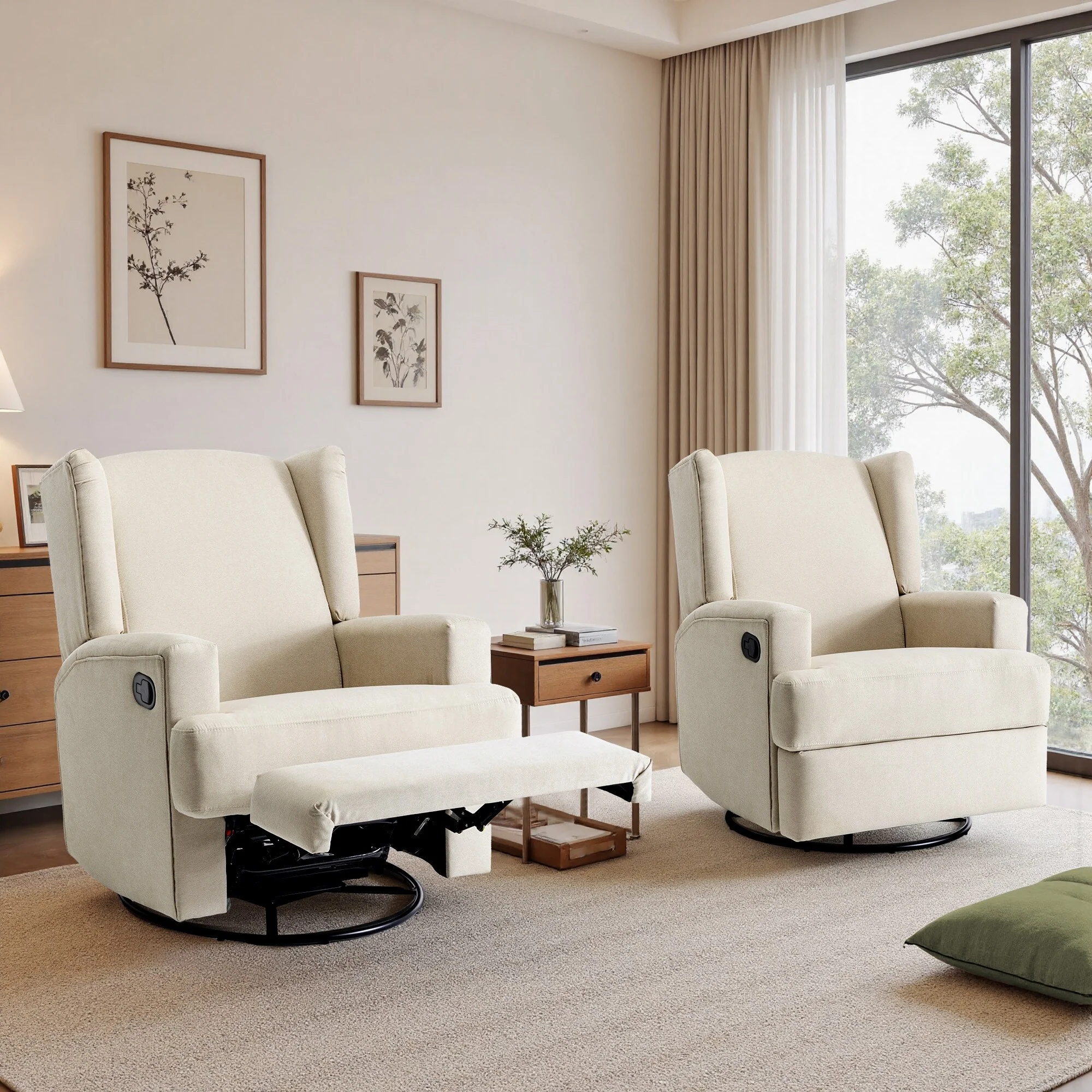 31'' W Manual Glider Swivel Glider Rocker Recliner Nursery Set of 2