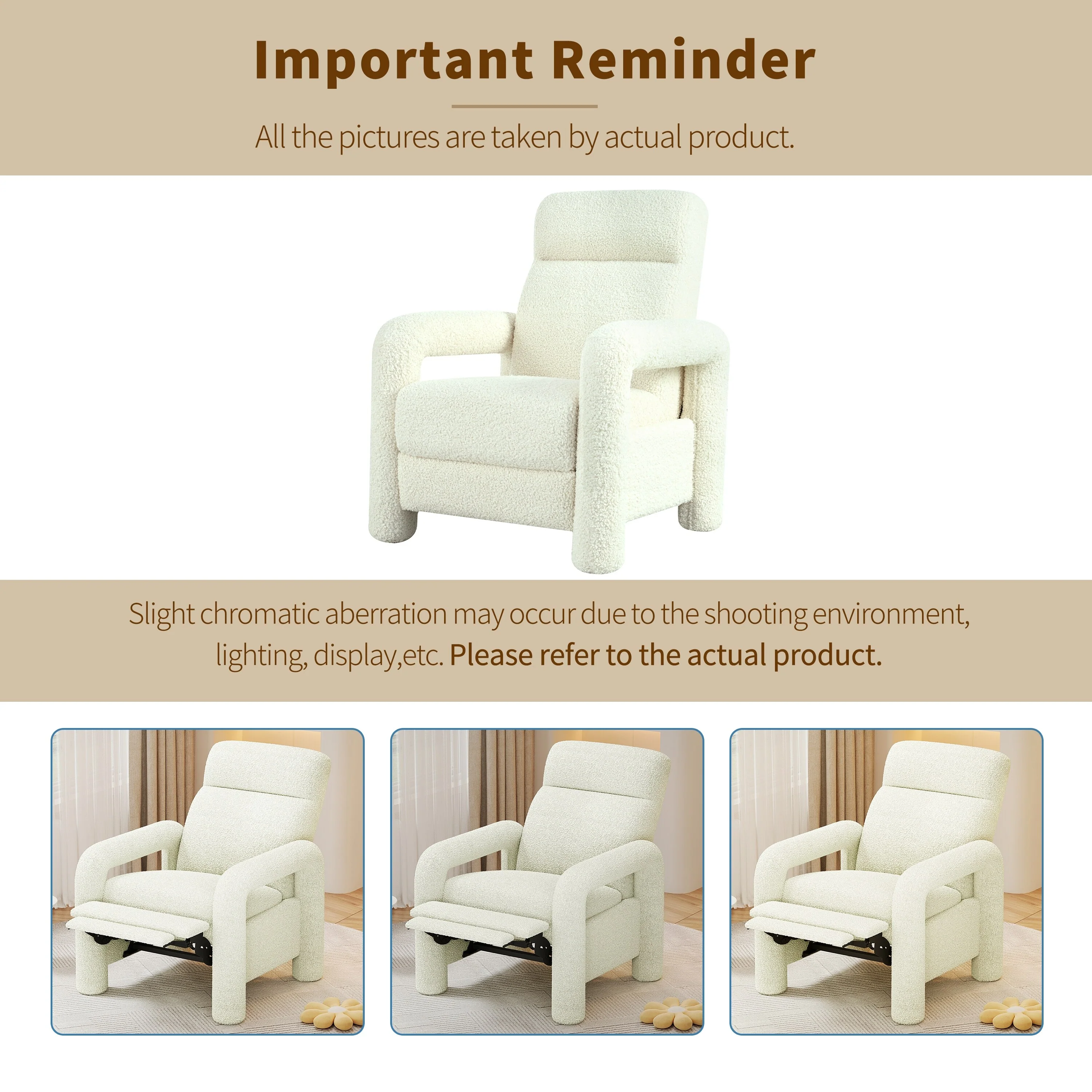 31.25 Push Back Recliner Armchair Upholstered