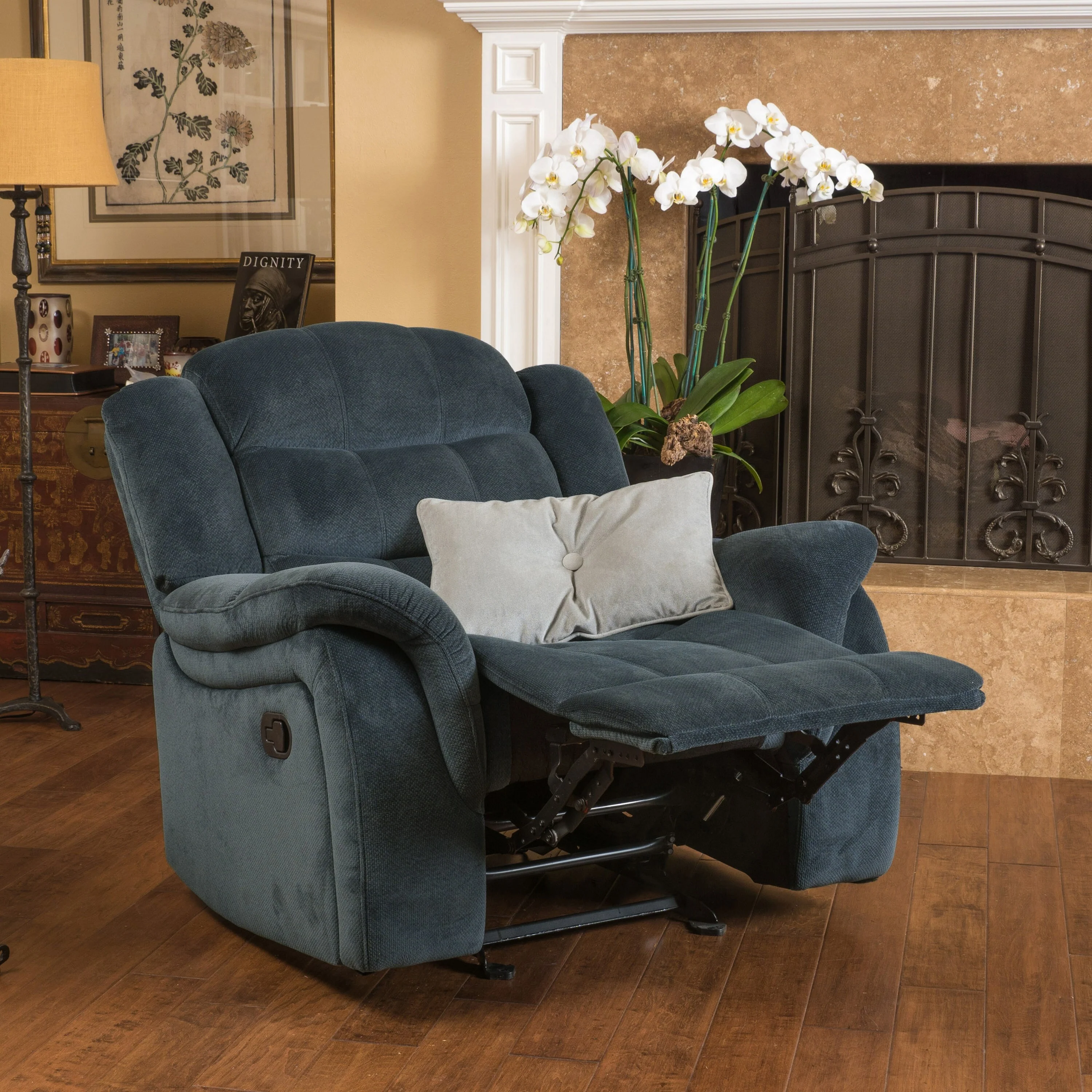Luxurious Glider Recliner with Plush Fabric Upholstery by HarperBright Designs