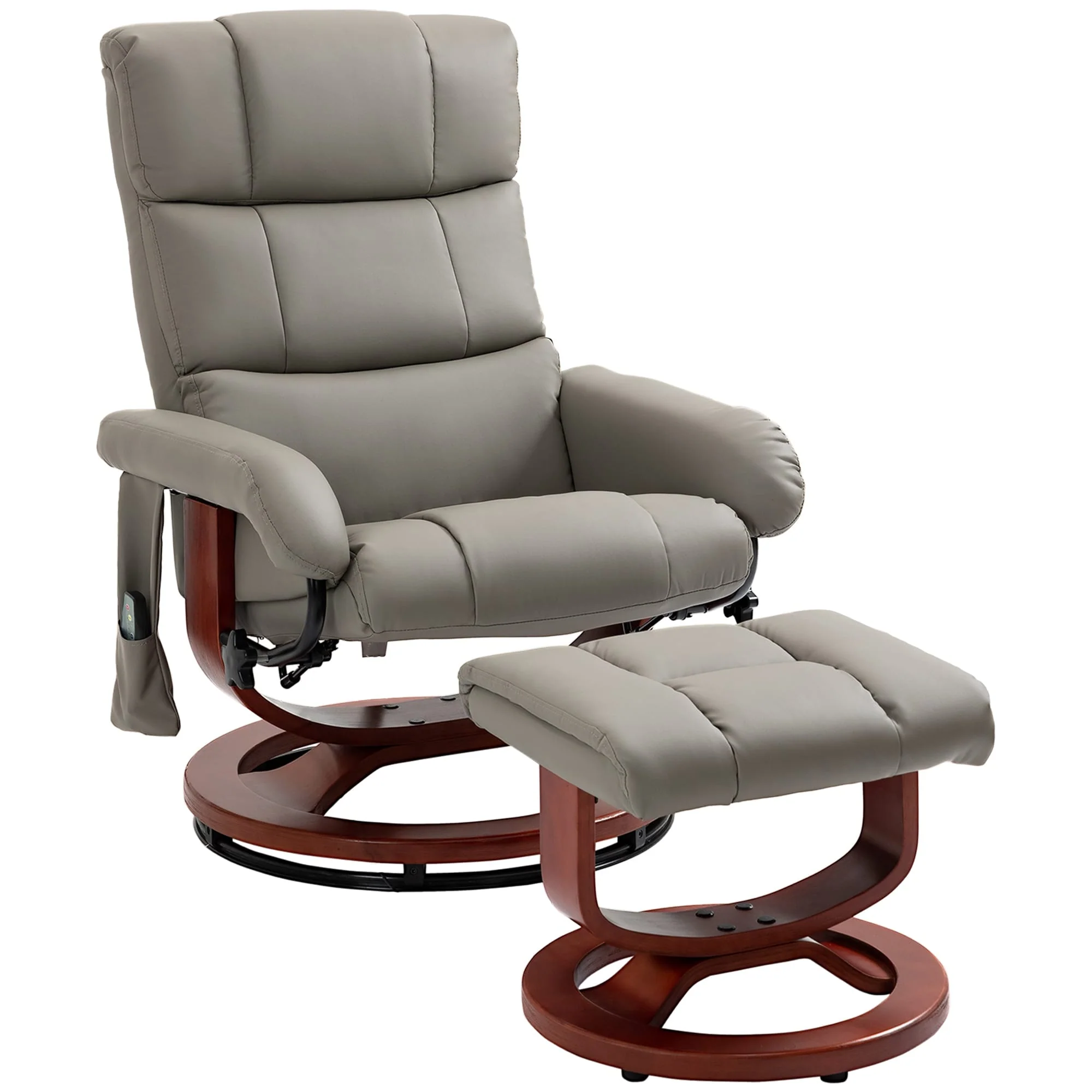 HOMCOM Recliner Chair with Ottoman, Electric Faux Leather Recliner