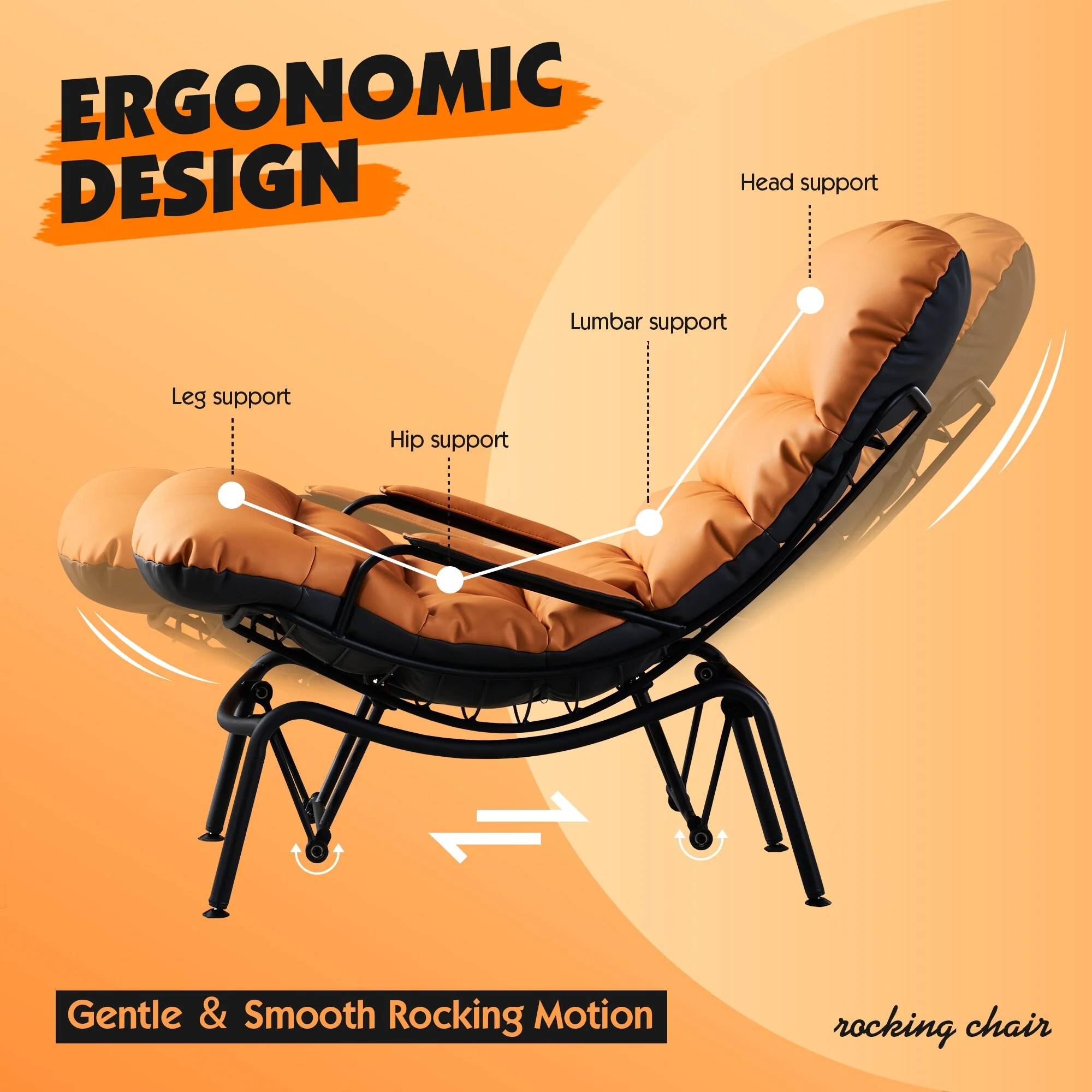 OVIOS Living Room Accent Chair Rocking Recliner Chair with Ottoman