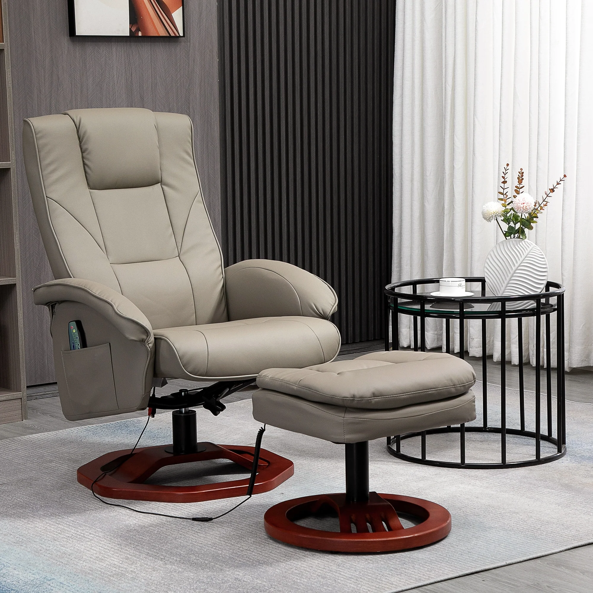 HOMCOM Massage Recliner with Ottoman, Electric Faux Leather Recliner