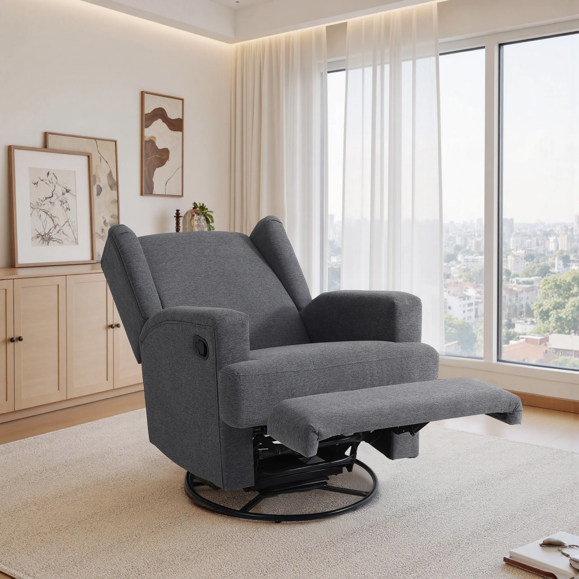 Swivel Wingback Glider Rocker Nursery Recliner Chair