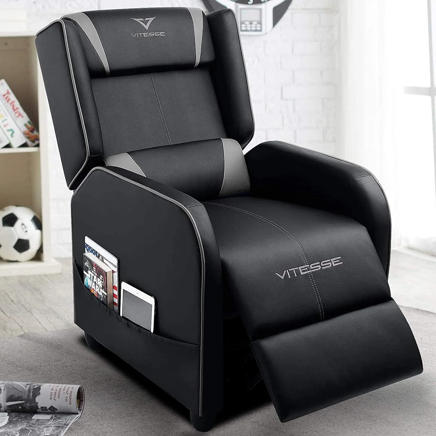 BOSSIN Gaming Recliner Chair Racing Style High Back Chair Living Room Recliners Theater Seating