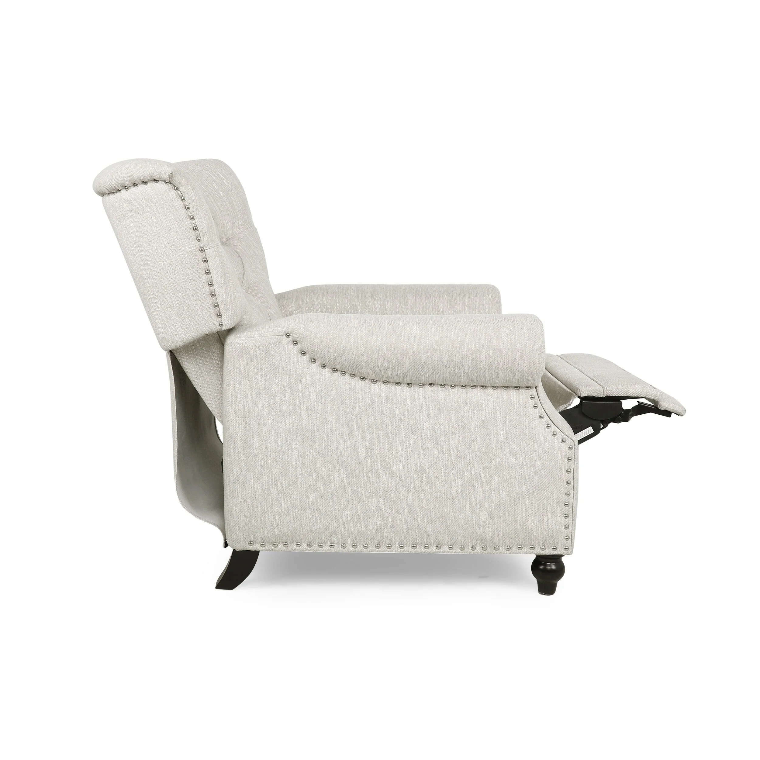 Button?Tufted Push?Back Recliner Chair with Nailhead & Rolled Arms