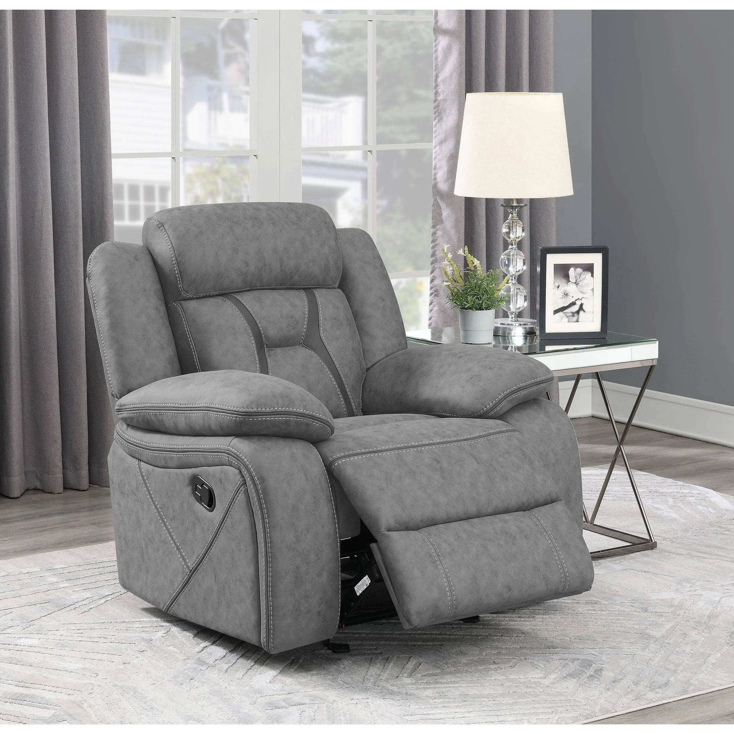 Higgins Overstuffed Upholstered Glider Recliner