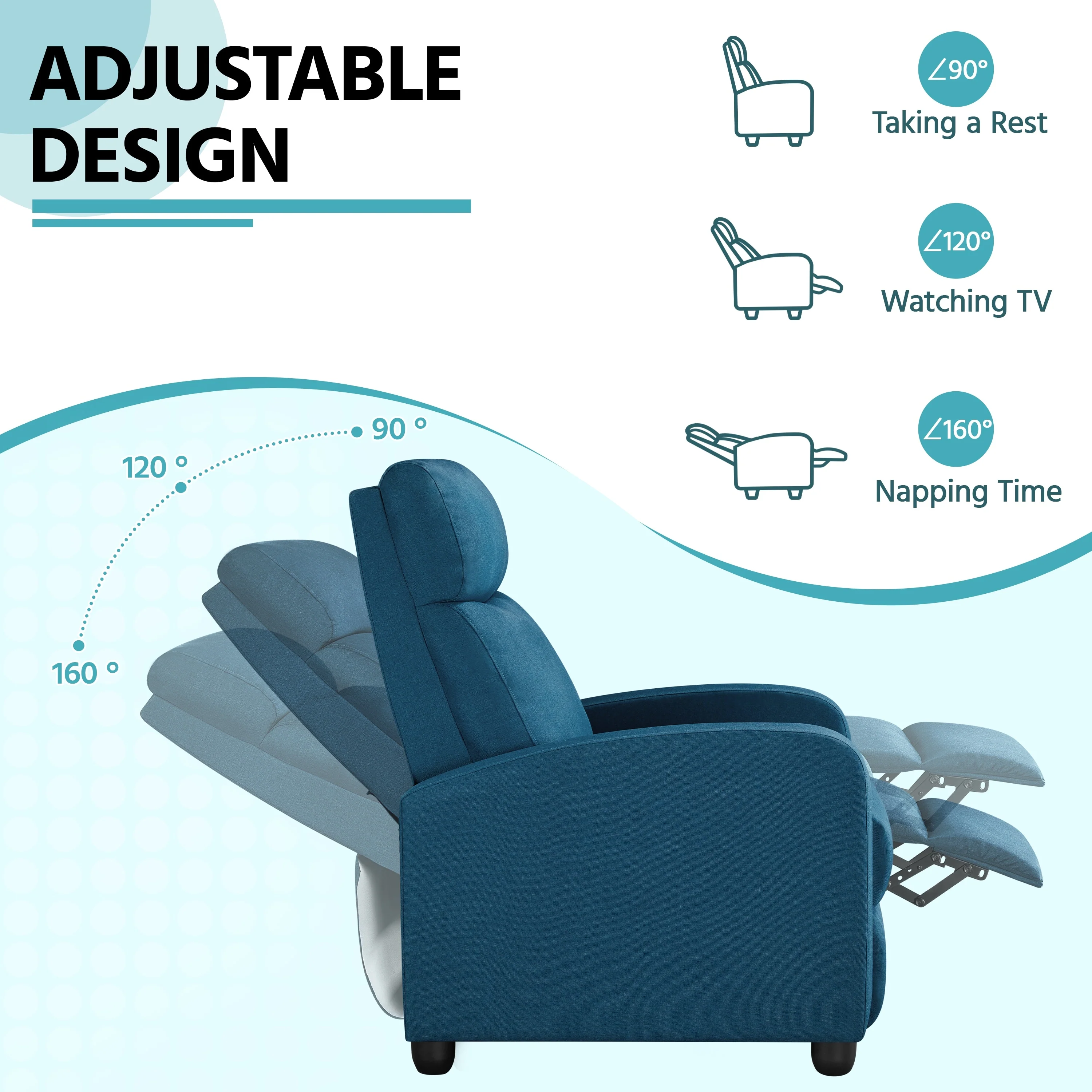 Yaheetech Modern Fabric Recliner Chair