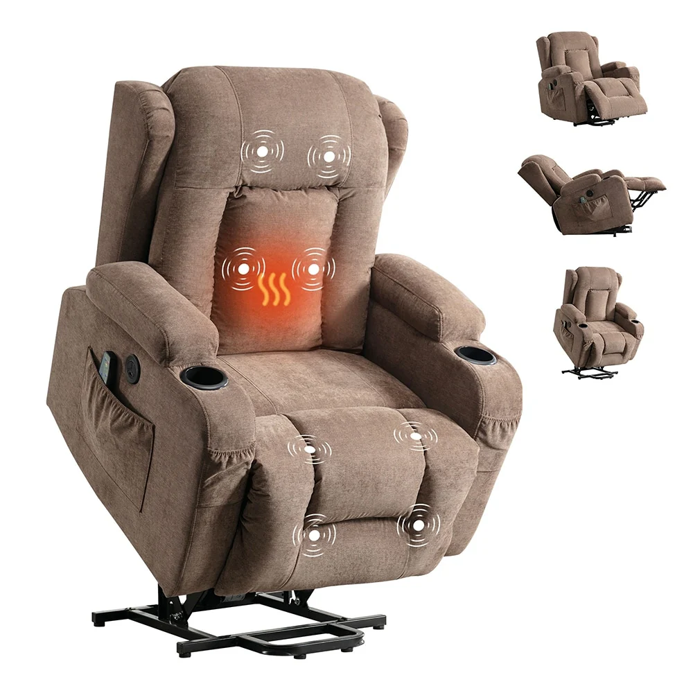 Modern Power Lift Recliner Chair w/Massage  Heat, Infinite Position