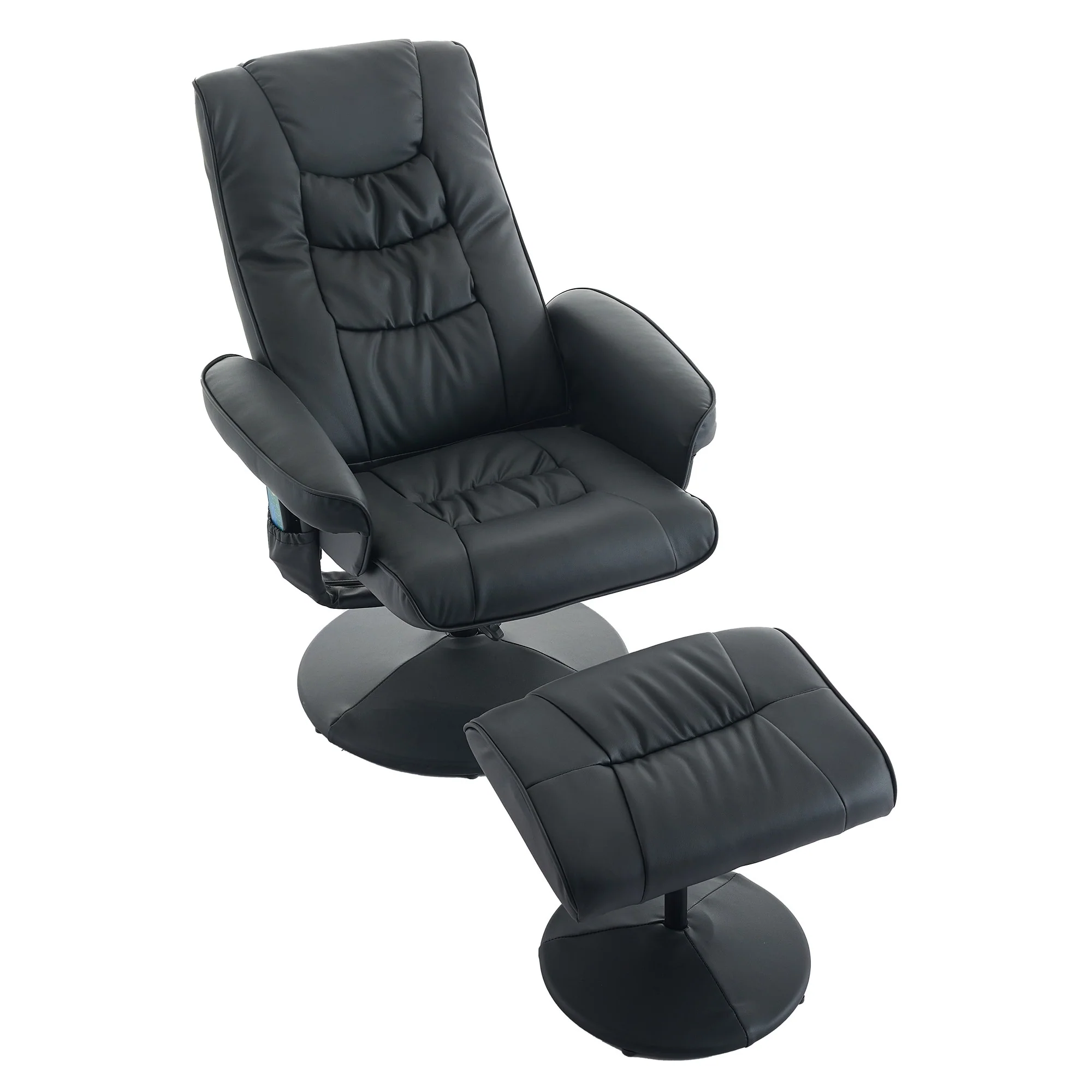 Swivel Recliner Chair with Ottoman, Heated Seat, 5-Point Vibration Massage and 140�� Adjustable Backrest