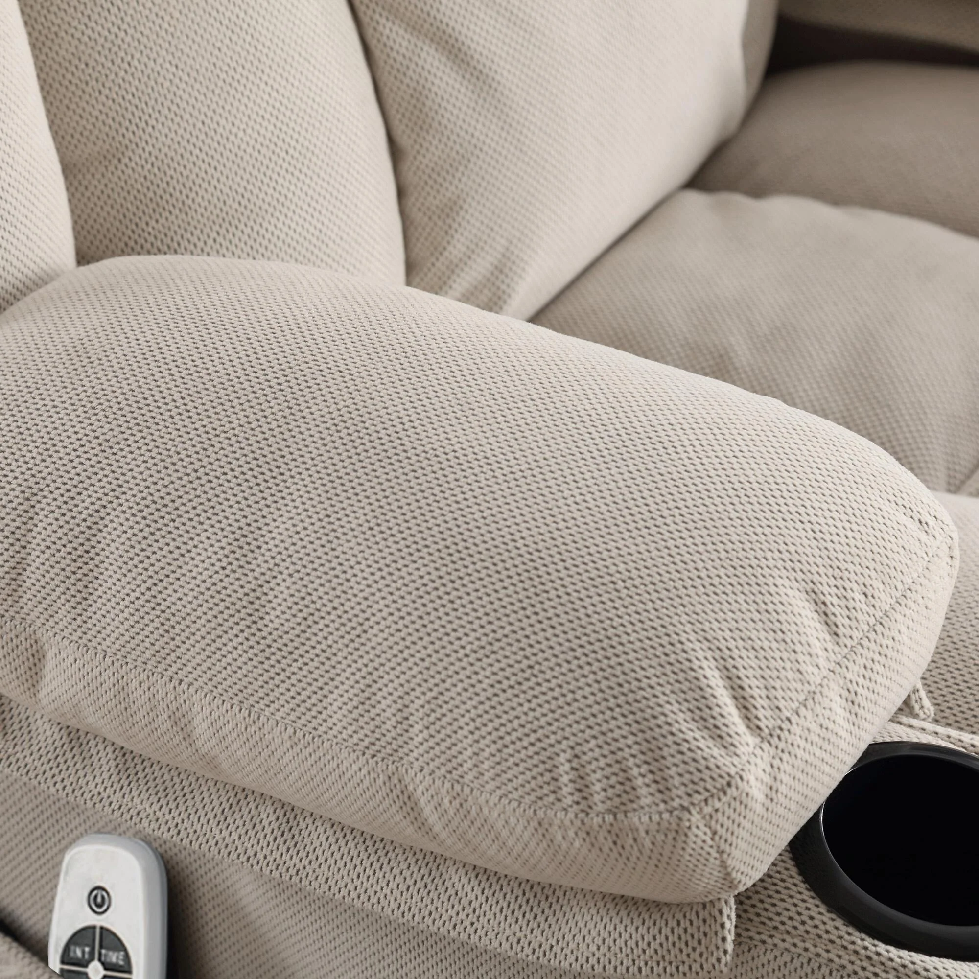 Swinging Recliner Massage Heated Sofa, with USB and 2 Cup Holders in Side Pockets