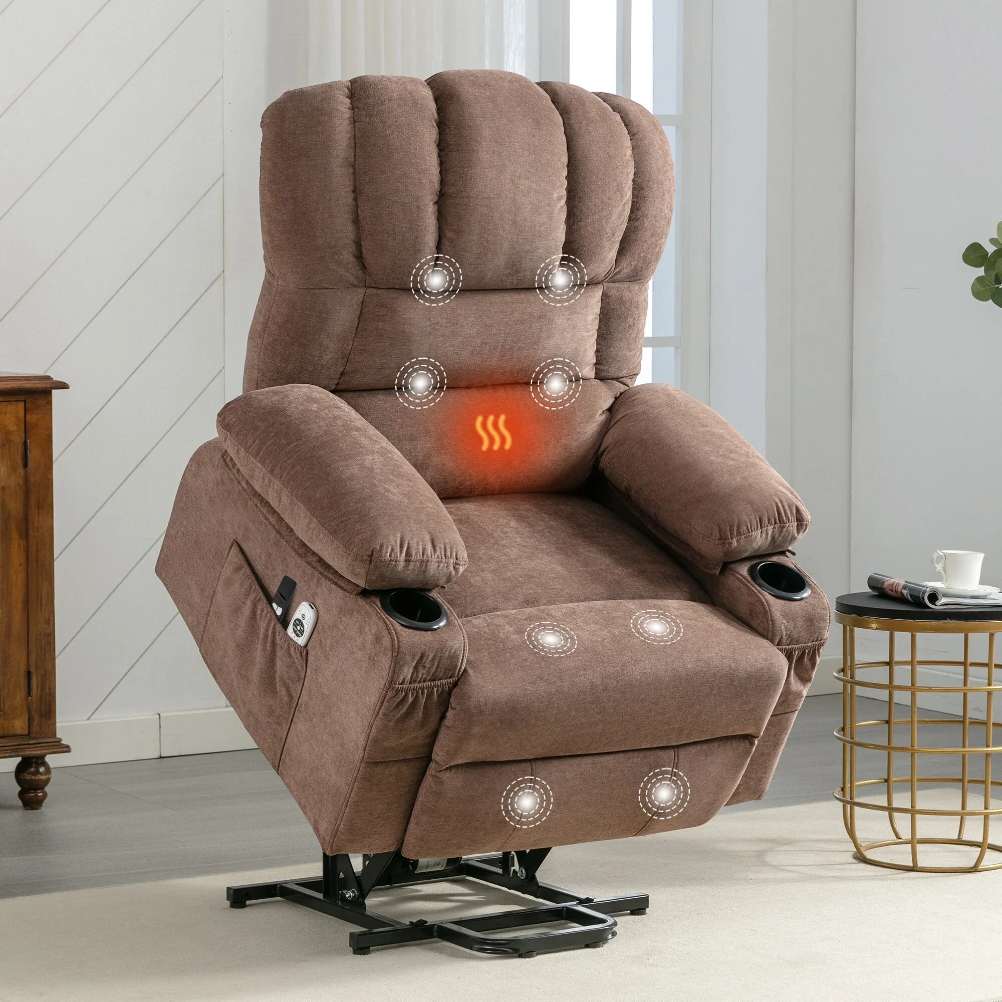 Power Electric Massage Lift Lounge Chair with Heating and Vibration, USB