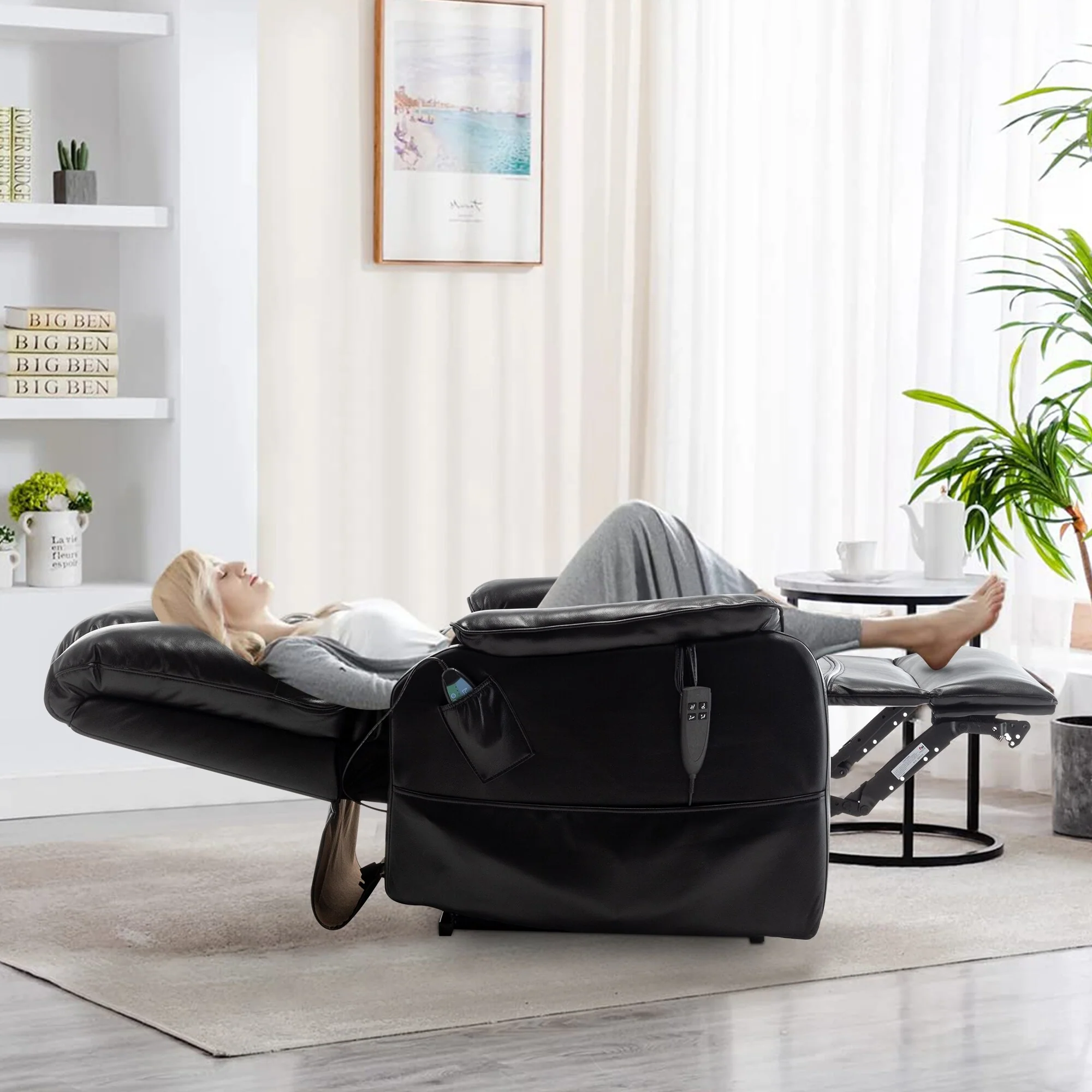 35.5W Dual Electric Power Lift Recliner,MassageHeat,180 degrees