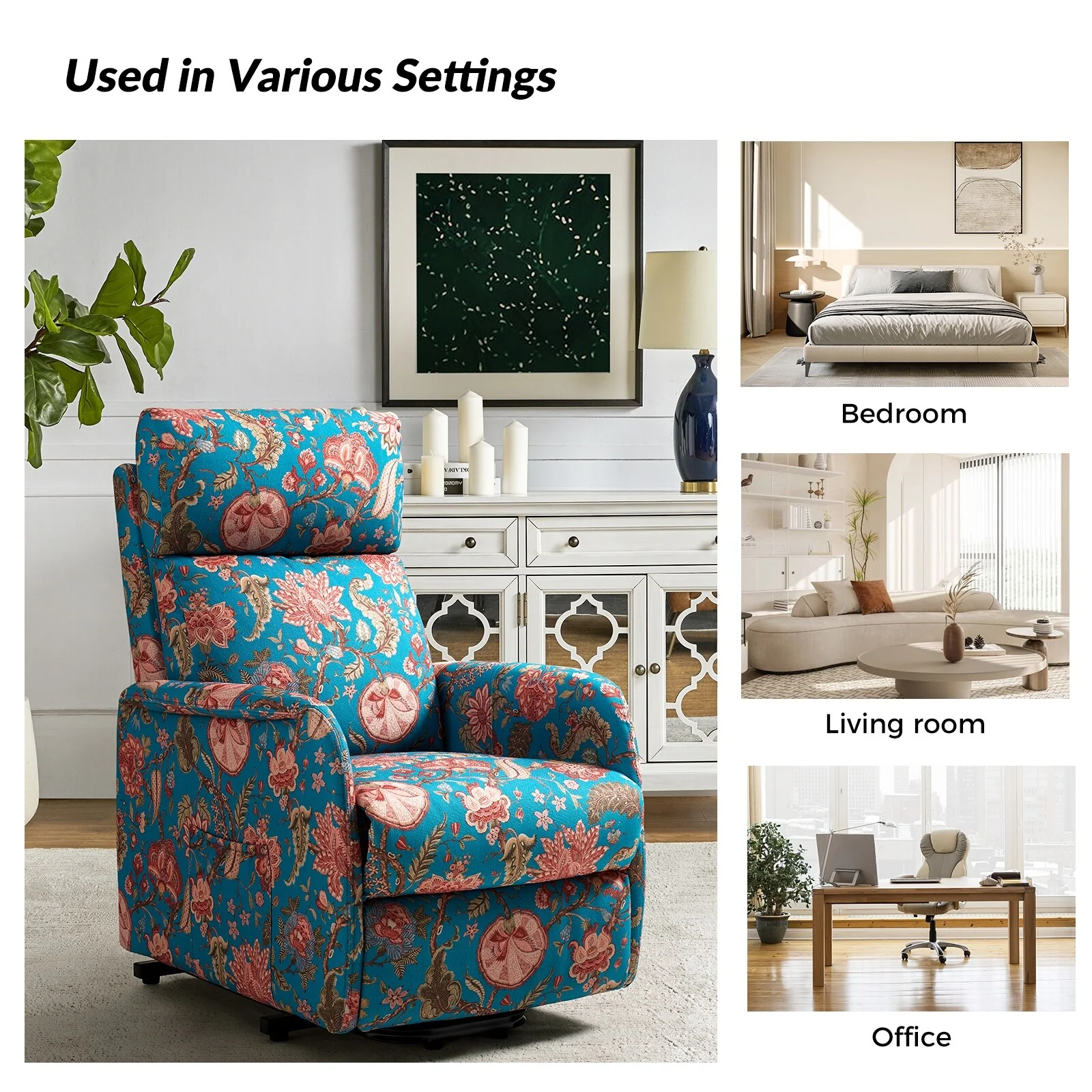 Elisa Power Remote Lift Assist Recliner with Metal Base