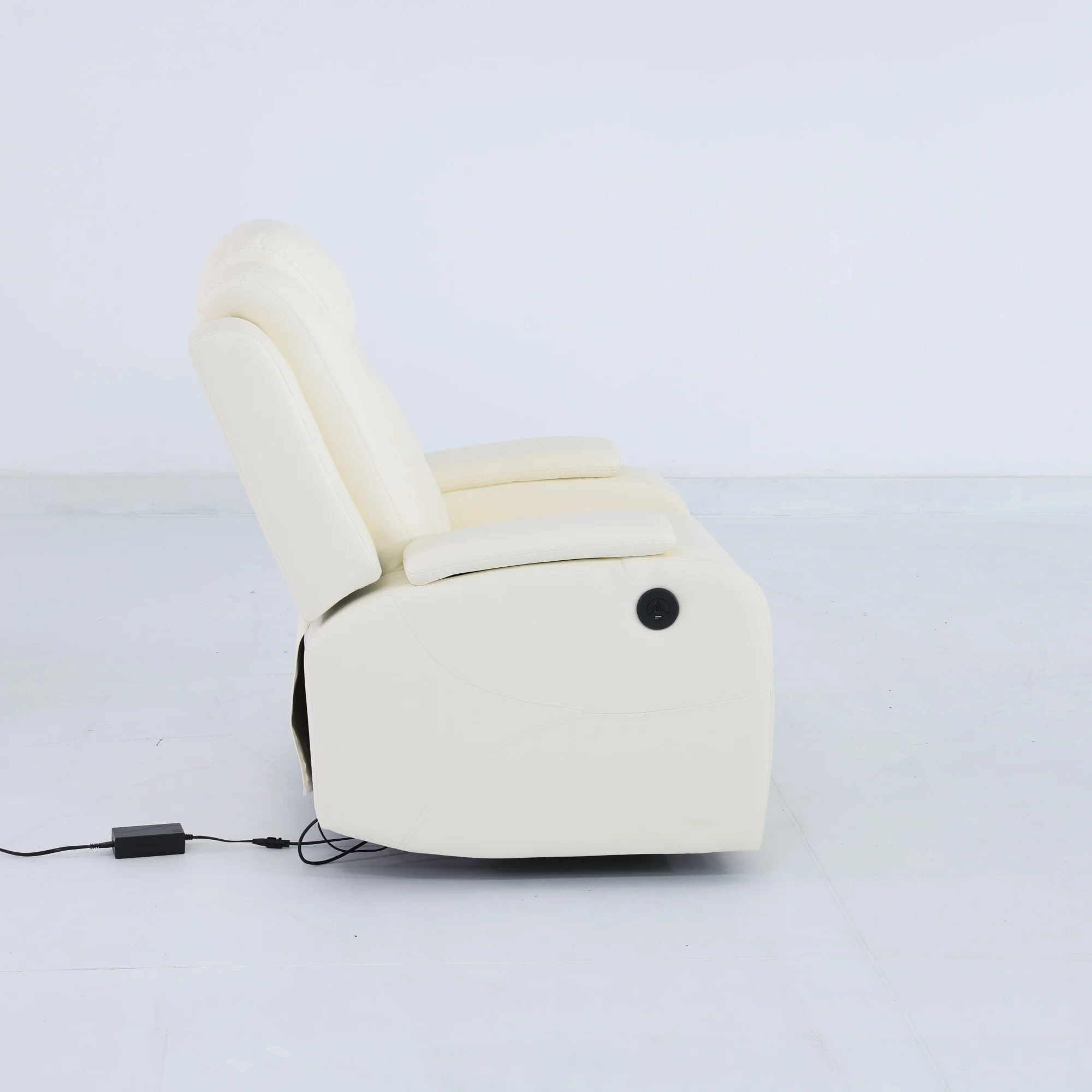 Modern Breathing Leather Recliner Chair with Ambient Lighting and USB-Powered LED