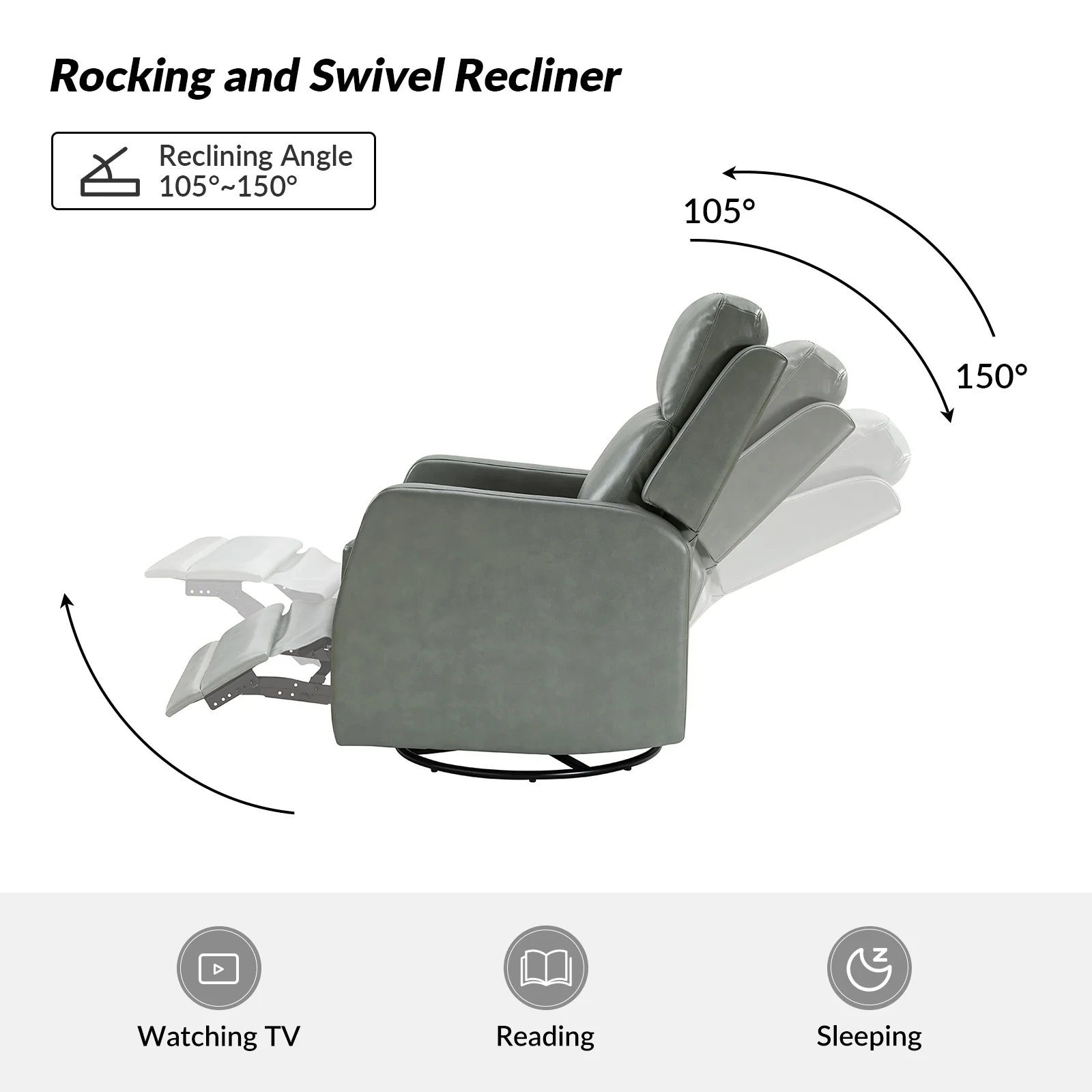 Esteban Modern Faux Leather Manual Rocking Swivel Recliner with Wingback Set of 2