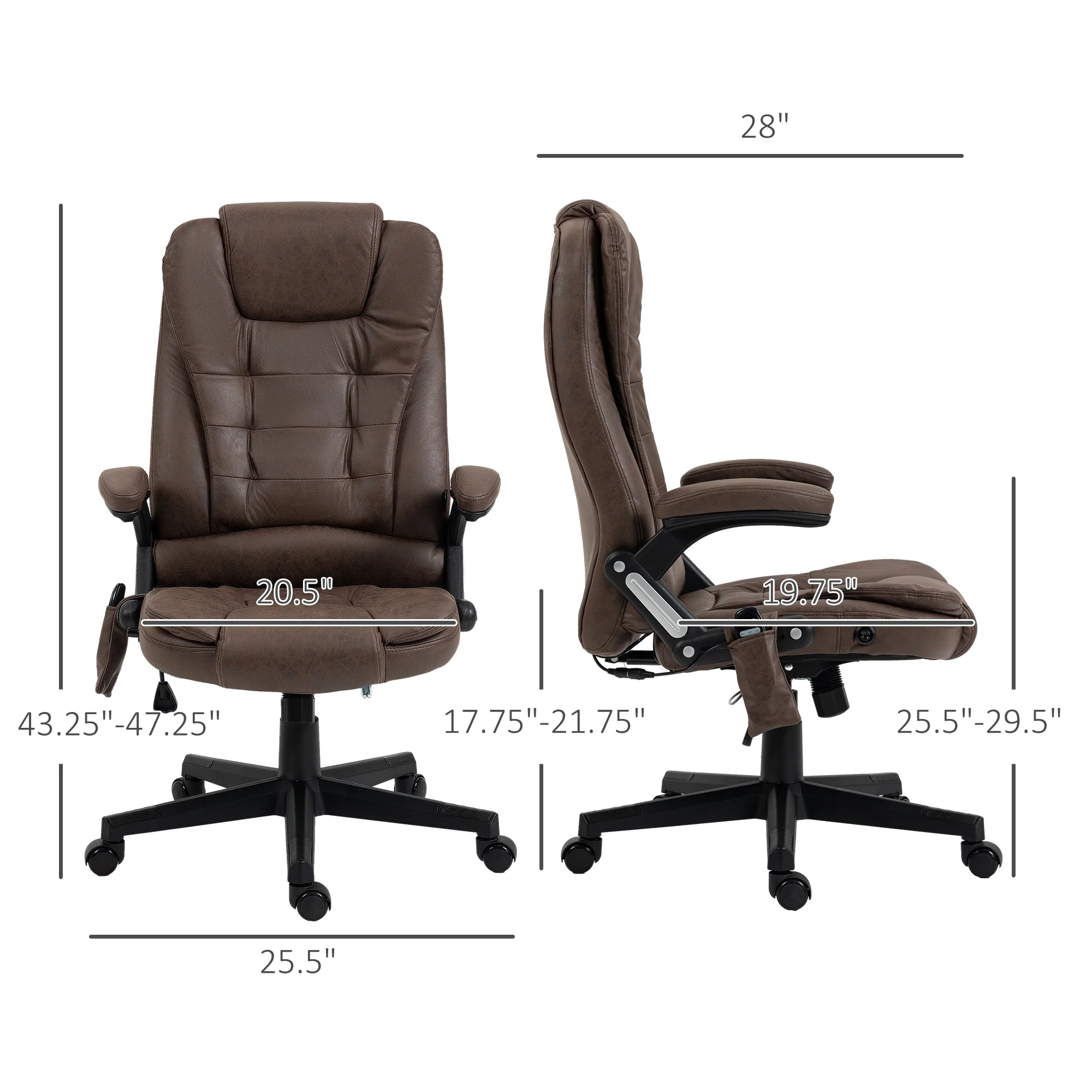 Heated Microfiber Executive Office Chair with 6-Point Massage, Reclining Backrest, Adjustable Height & Remote Control