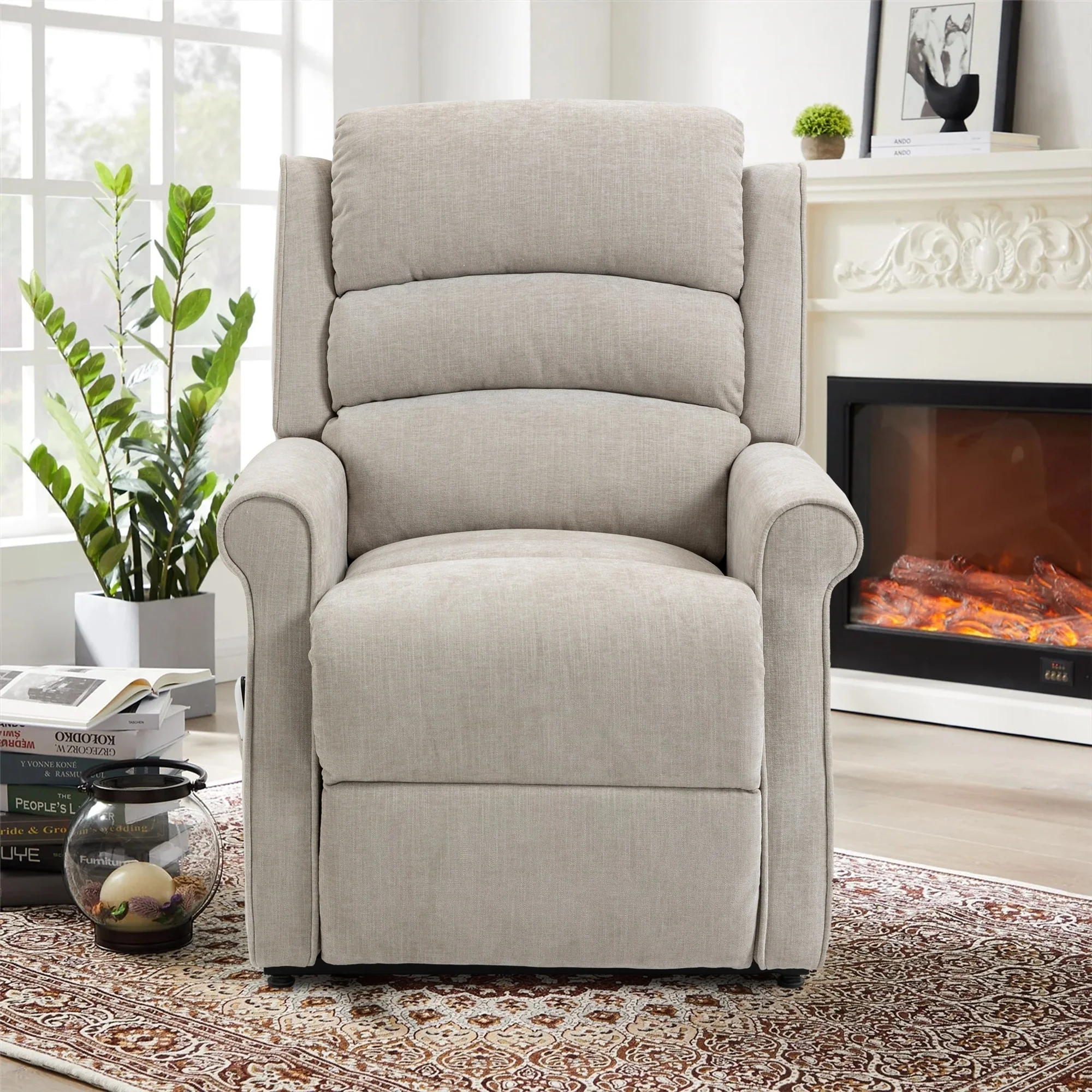 Clihome Chenille Fabric Power Lift Recliner Chair with Massage