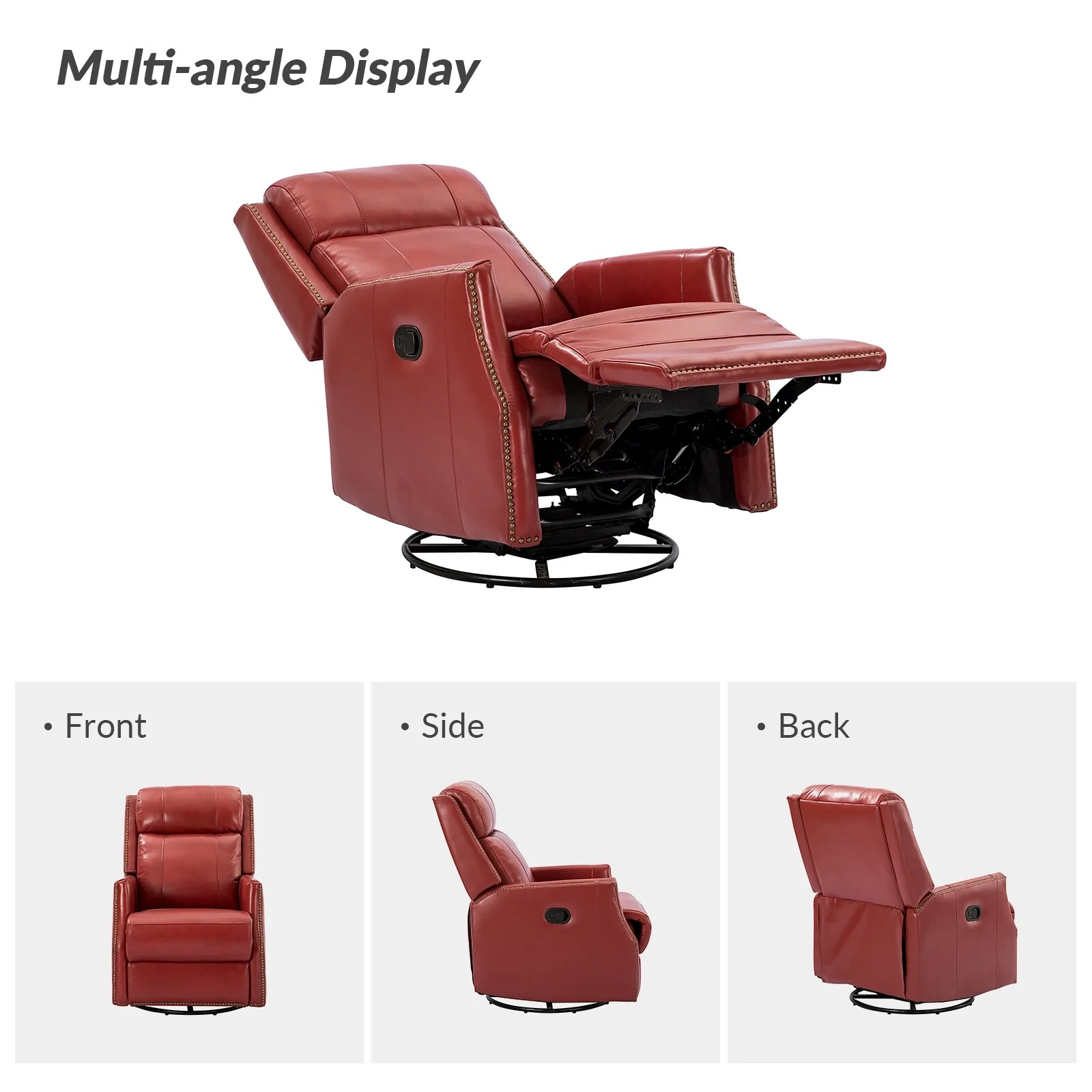 Demeter modern Genuine Leather Swivel Nursery Chair with Nailhead Trims Set of 2 by HULALA HOME