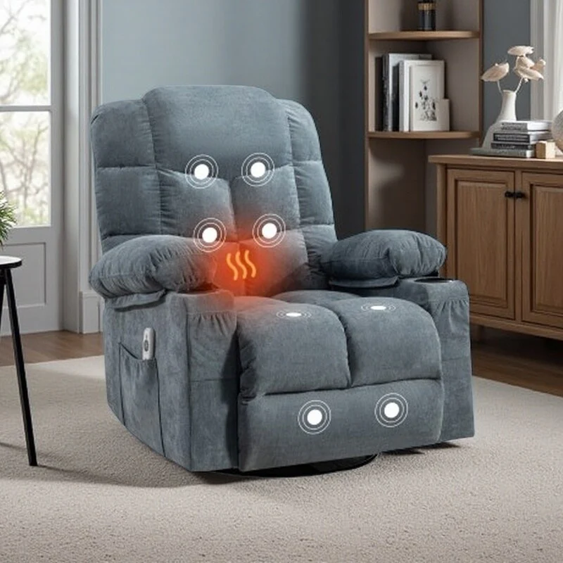 Electric Recliner Chair with 139�� Adjustable Recline, 8-Point Massage & Lumbar Heat, Okin Motor, USB Charging, and Side Storage