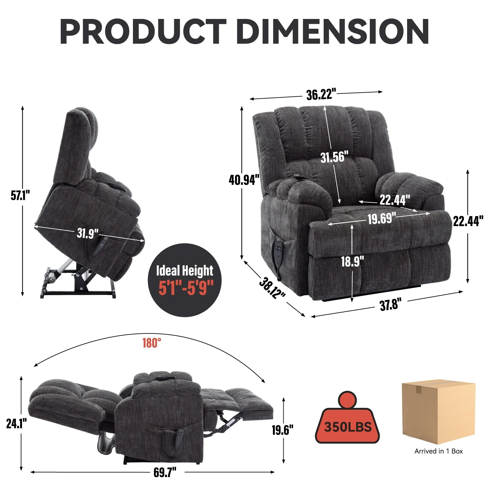 Electric Power Lift Recliners with Power-Remote
