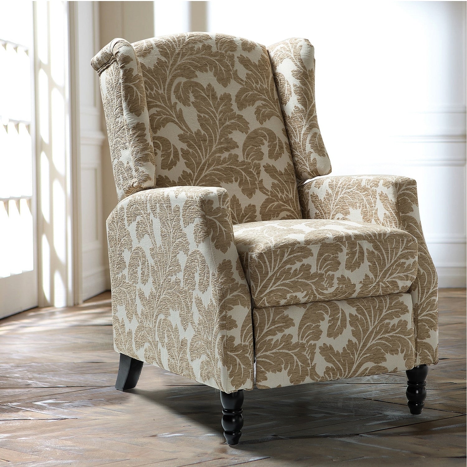 Damaris Mid-Century Modern Manual Pushback Recliner with Wingback Design by HULALA HOME