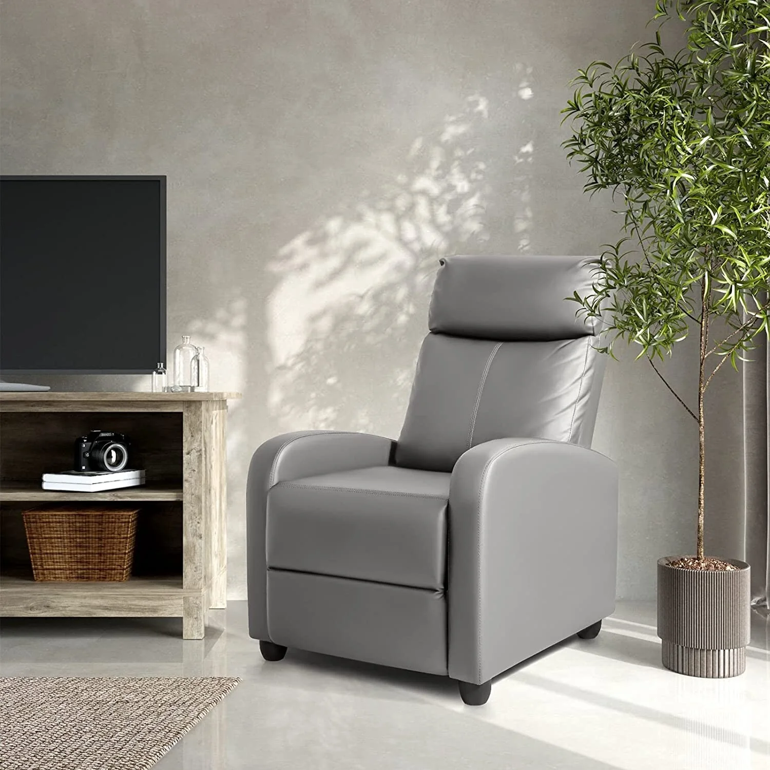 Furniwell PU Leather Sofa Recliner with Padded Seat and Backrest.