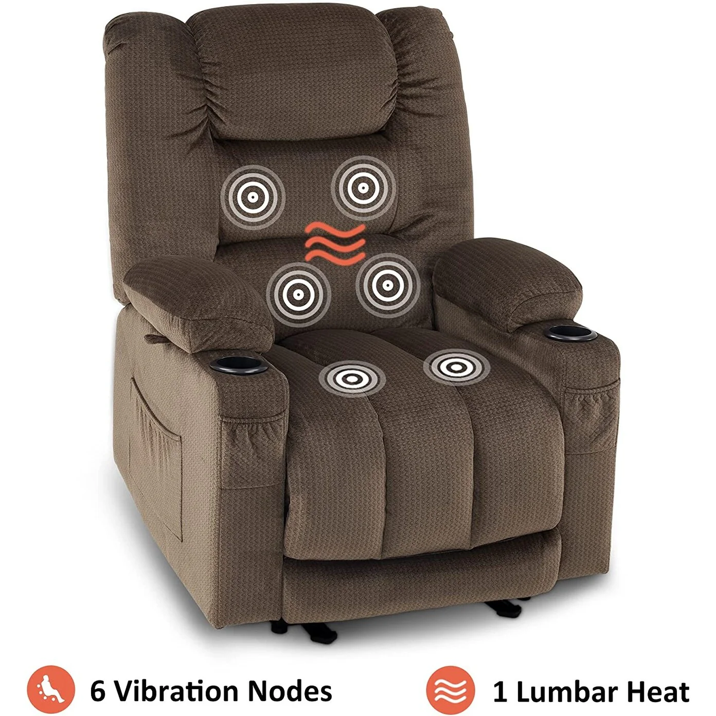 MCombo Electric Power Recliner Chair with Heat and Massage, Fabric 6079/PR670