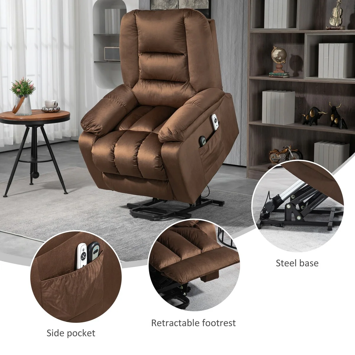HOMCOM Power Lift Recliner Chair, Ergonomic Massage Chair with 4 Positions and Heating