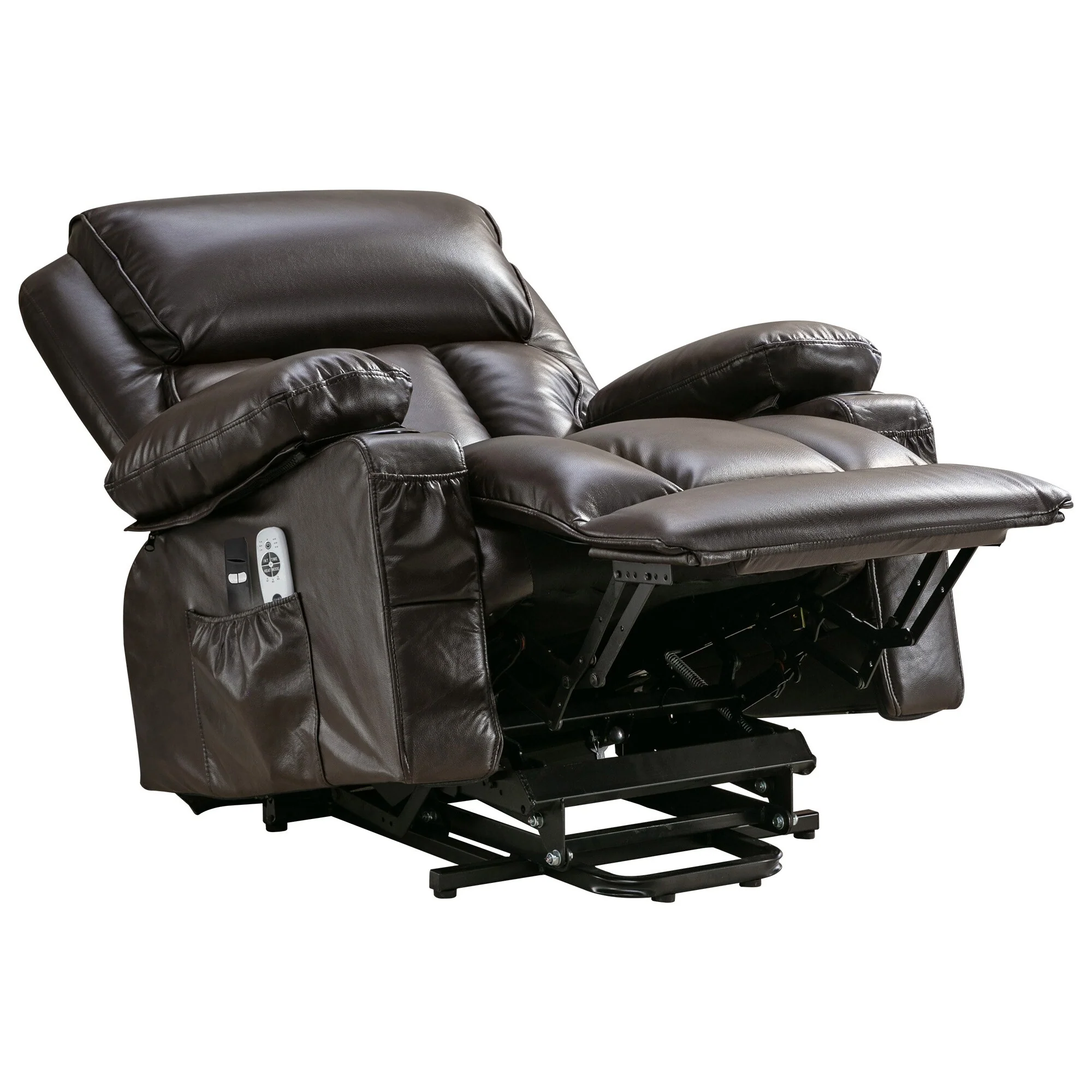Power Lift Faux?Leather Recliner Chair with Massage, Heat & USB