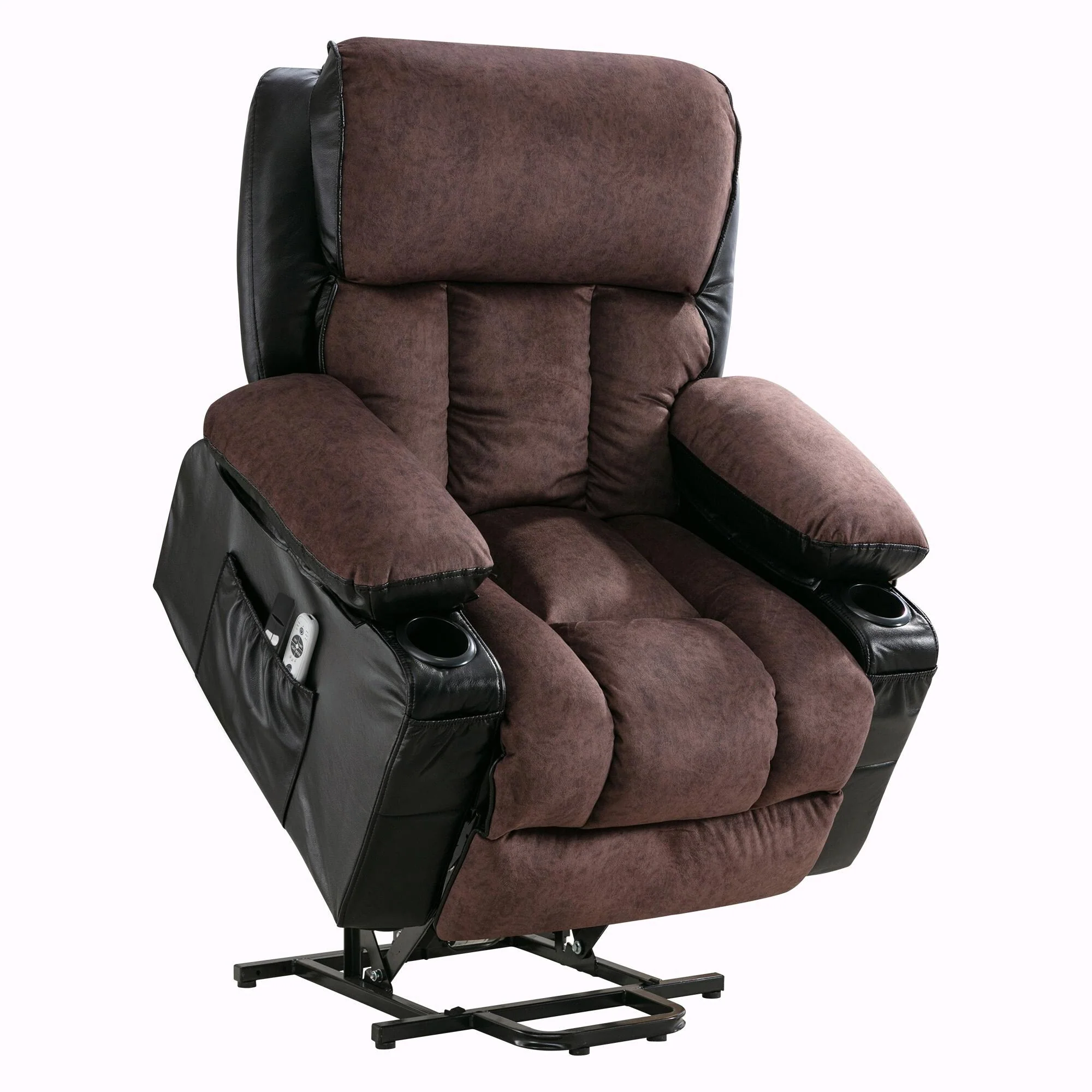 Power Electric Massage Lift Lounge Chair with Heating and Vibration Functions, Fleece Leather with USB
