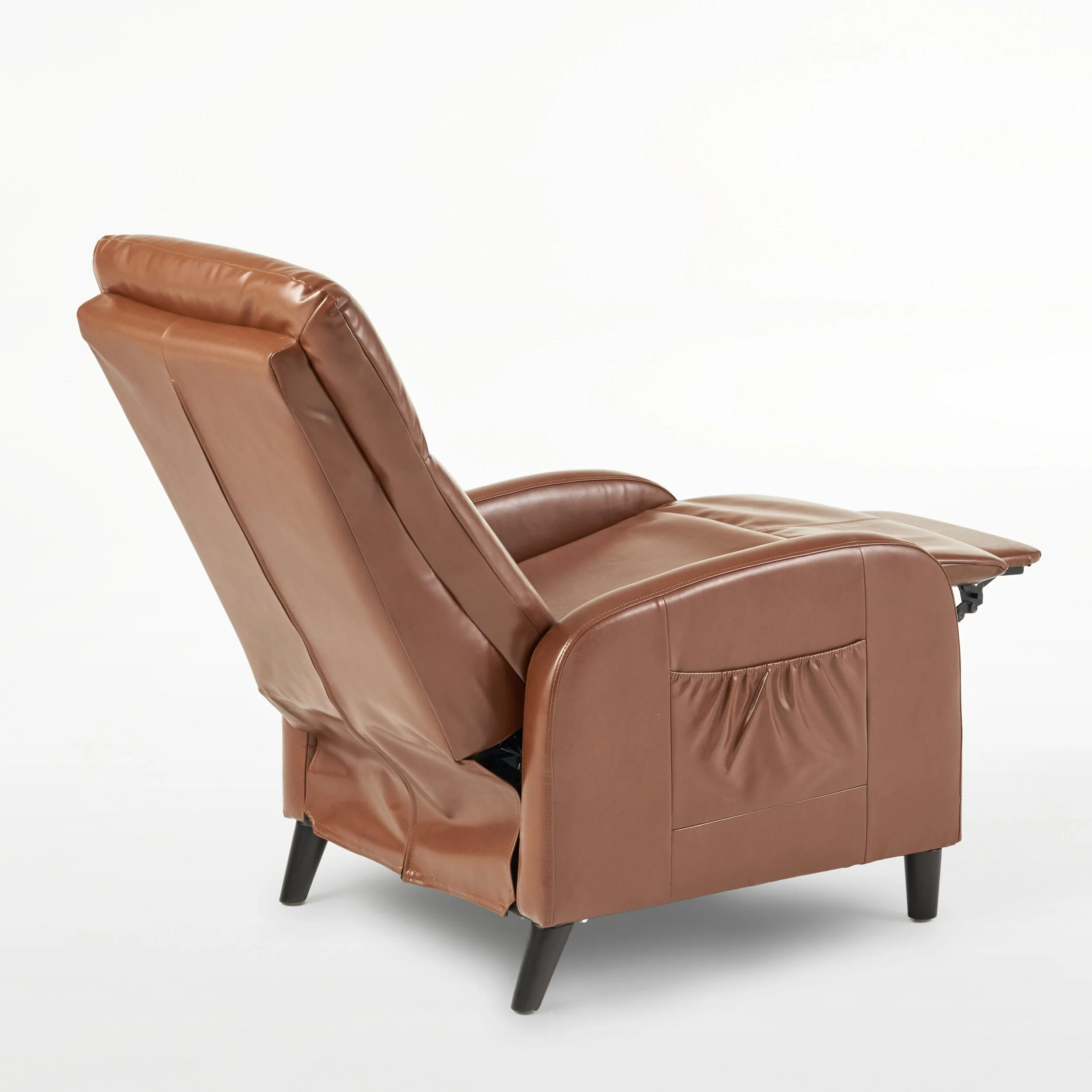 Roomfitters 33.5 Wide Faux Leather Push Back Standard Recliner, Brown